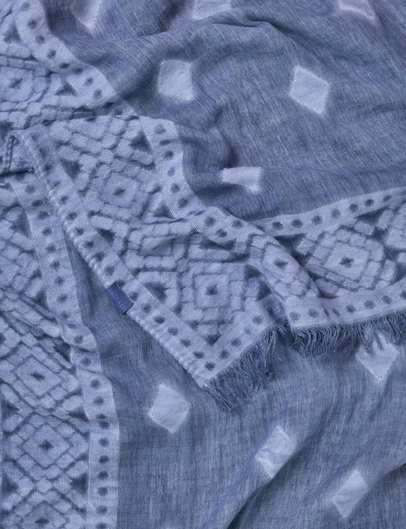 Cotton Rich Jacquard Geometric Fringed Scarf - image 1