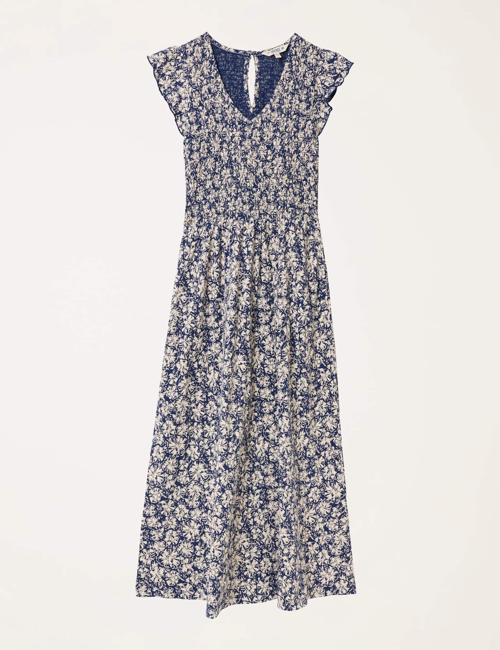 Pure Cotton Jersey Floral Midi Waisted Dress - image 1