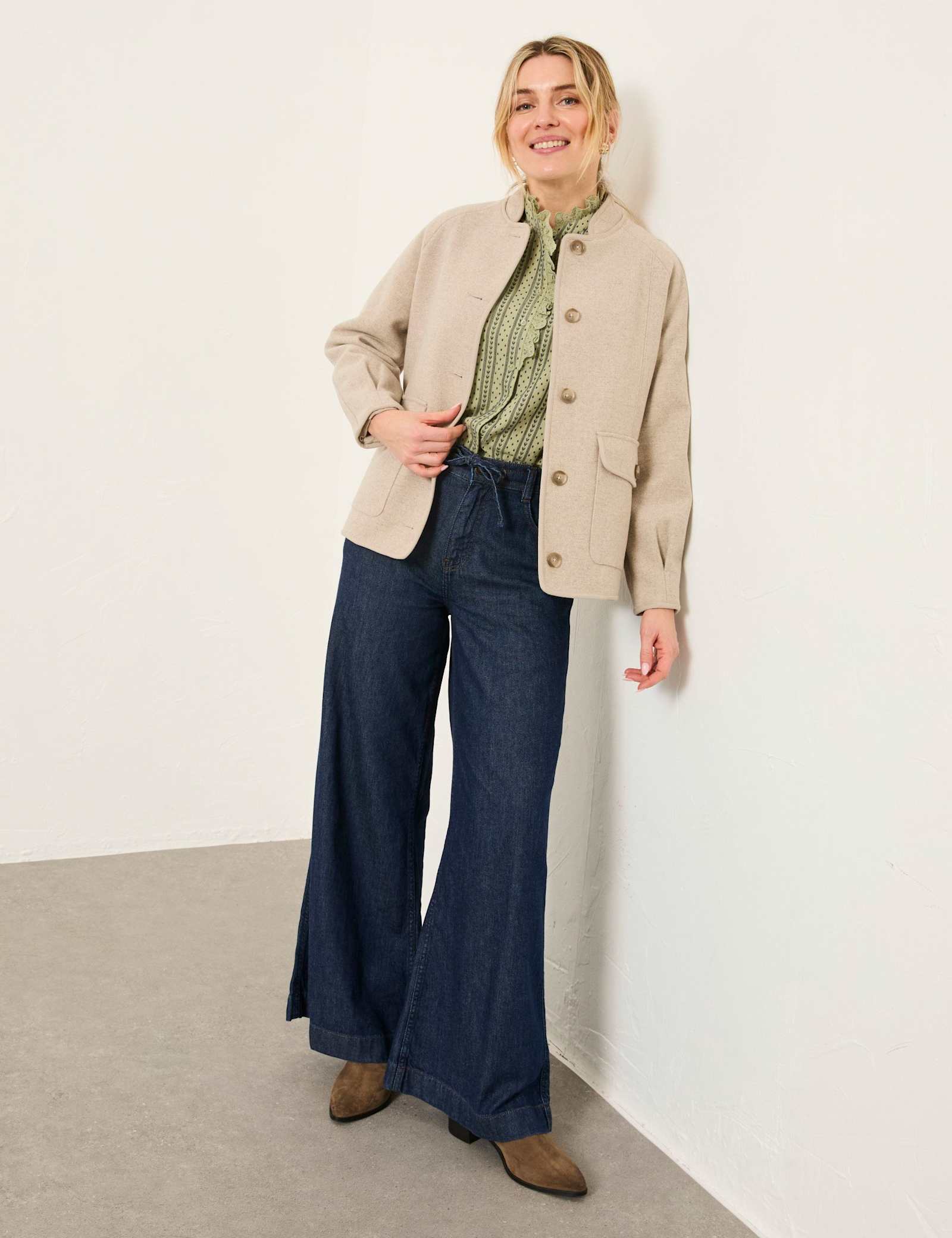 Wool Blend Collared Utility Jacket - image 2