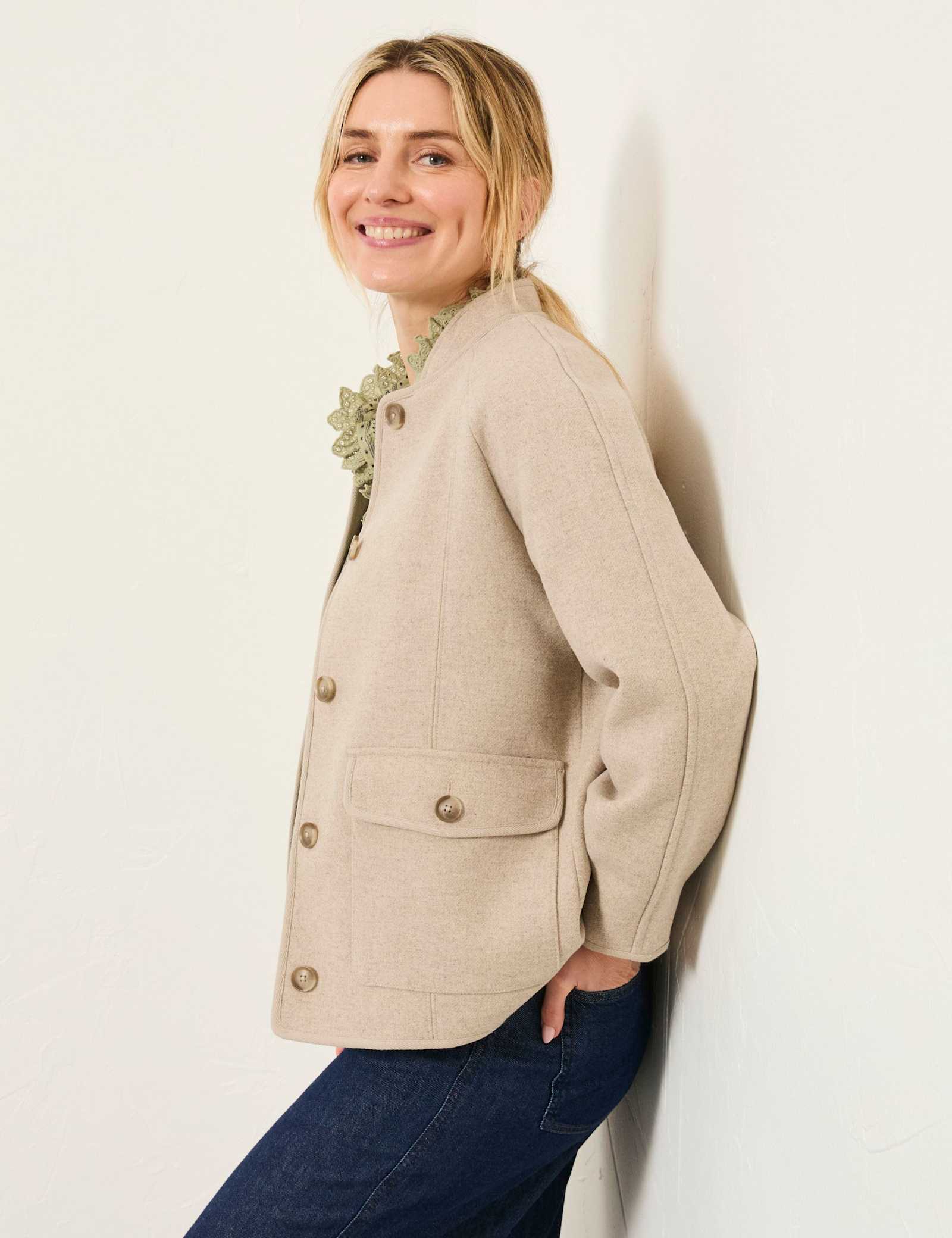 Wool Blend Collared Utility Jacket - image 4