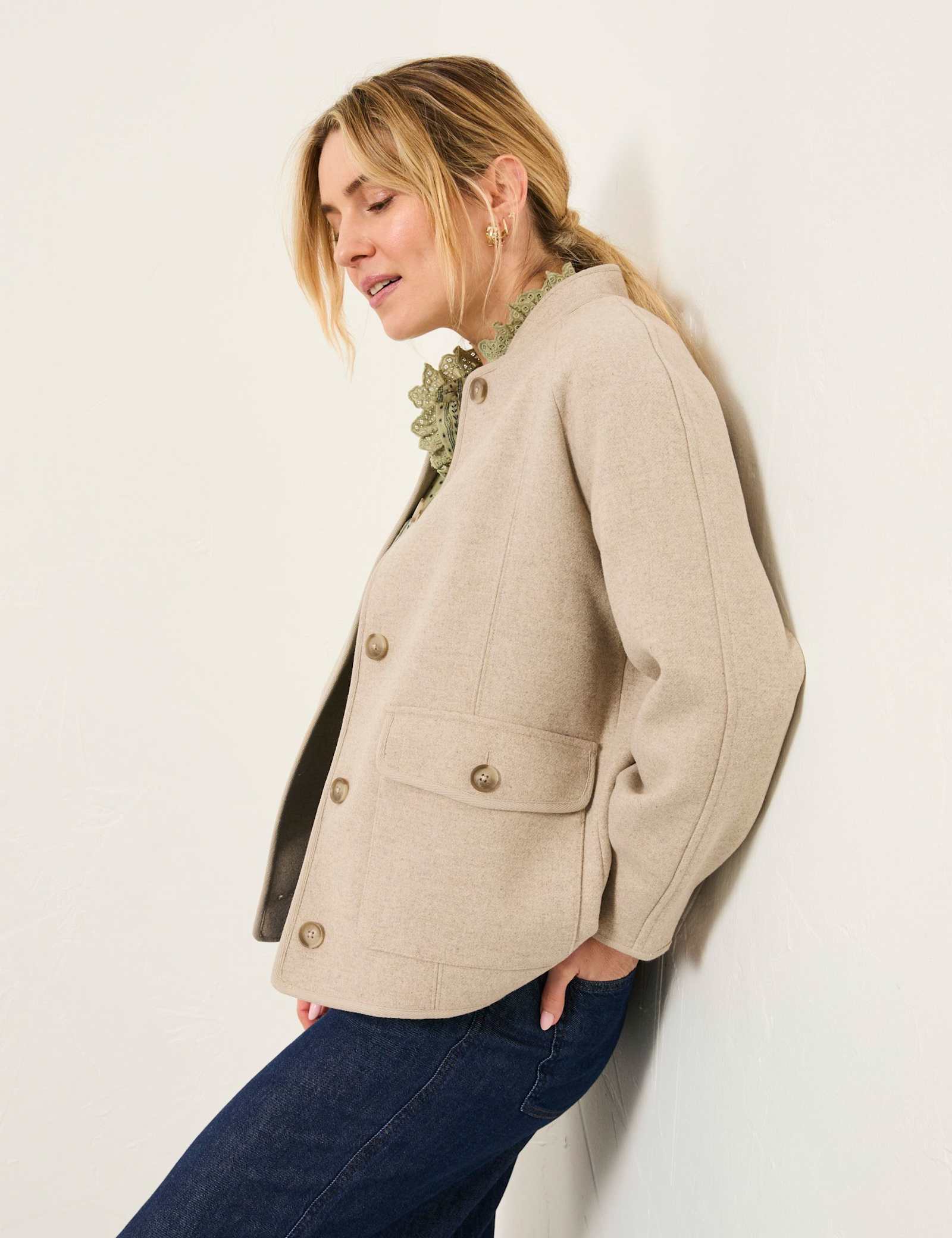 Wool Blend Collared Utility Jacket - image 3