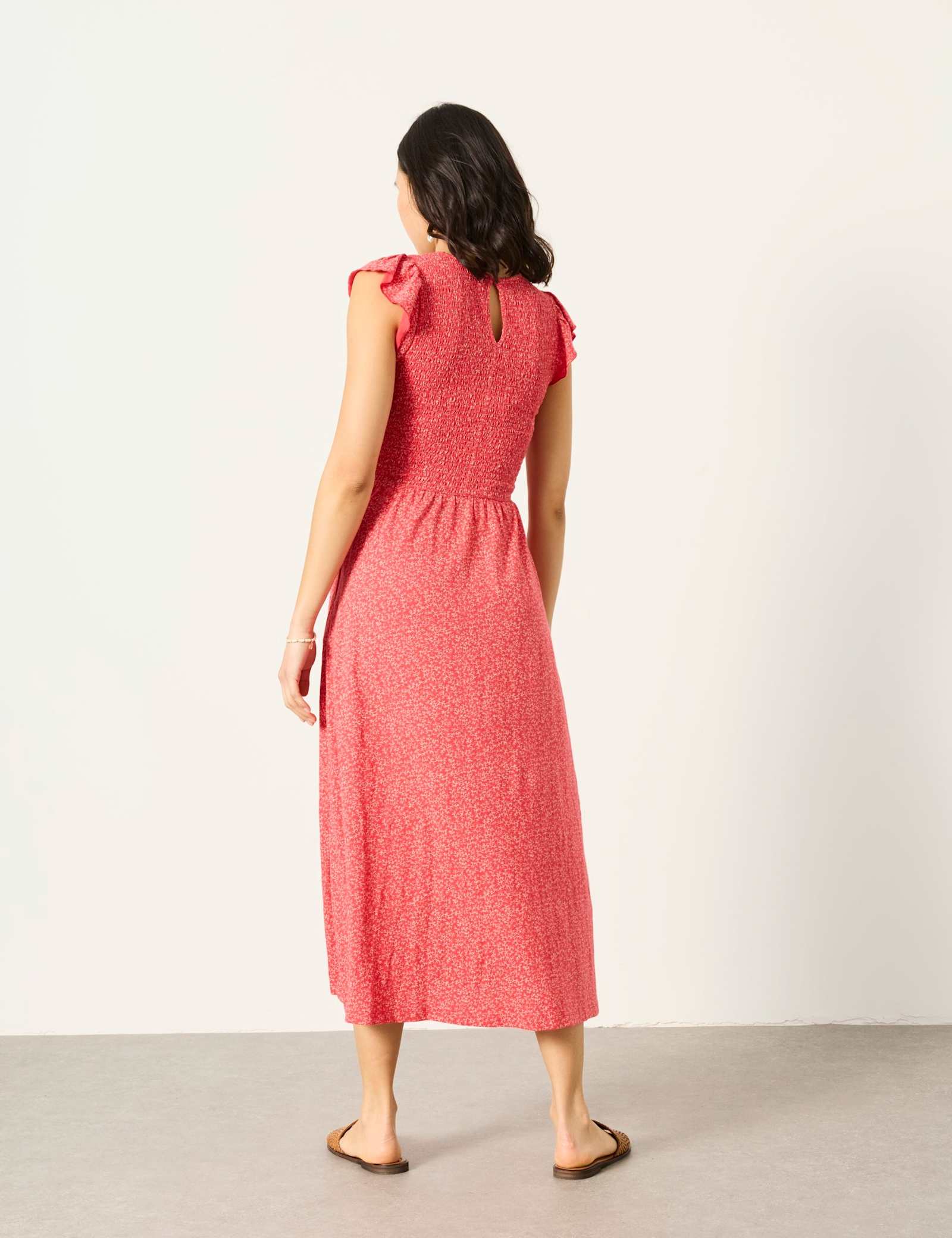 Pure Cotton Jersey Floral Midi Waisted Dress - image 4