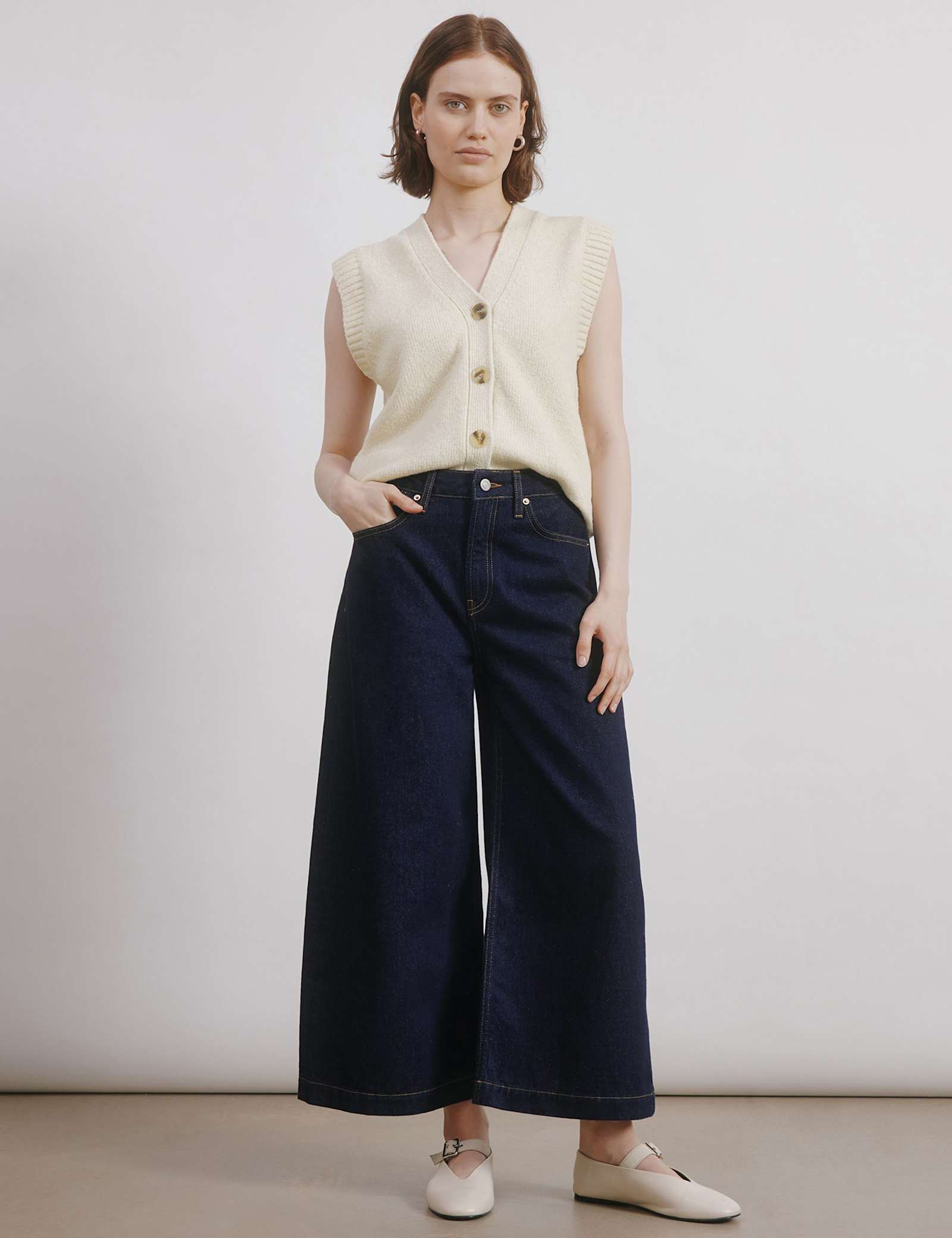 Denim Straight Leg Culottes - image 2