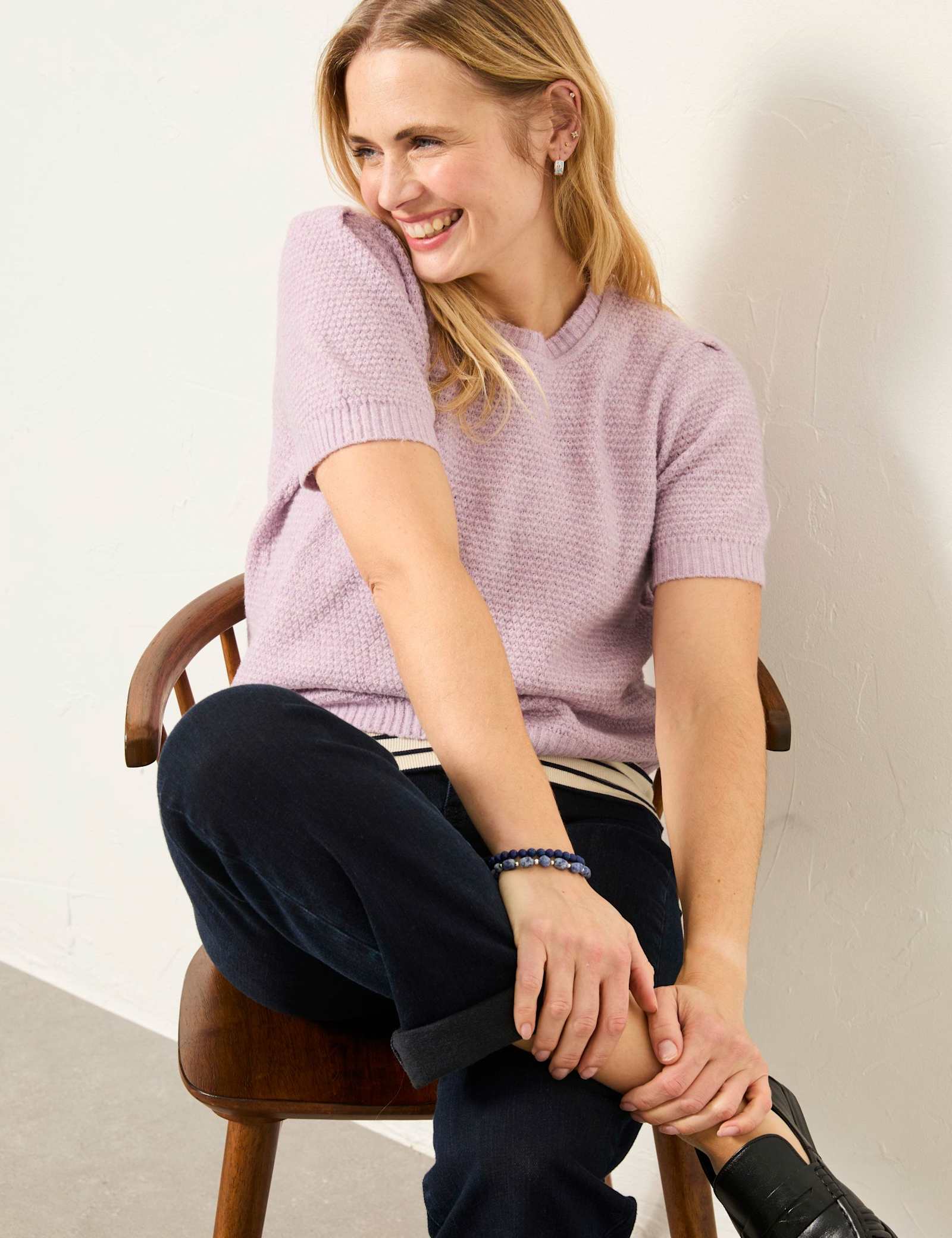 Textured Crew Neck Knitted Top - image 3