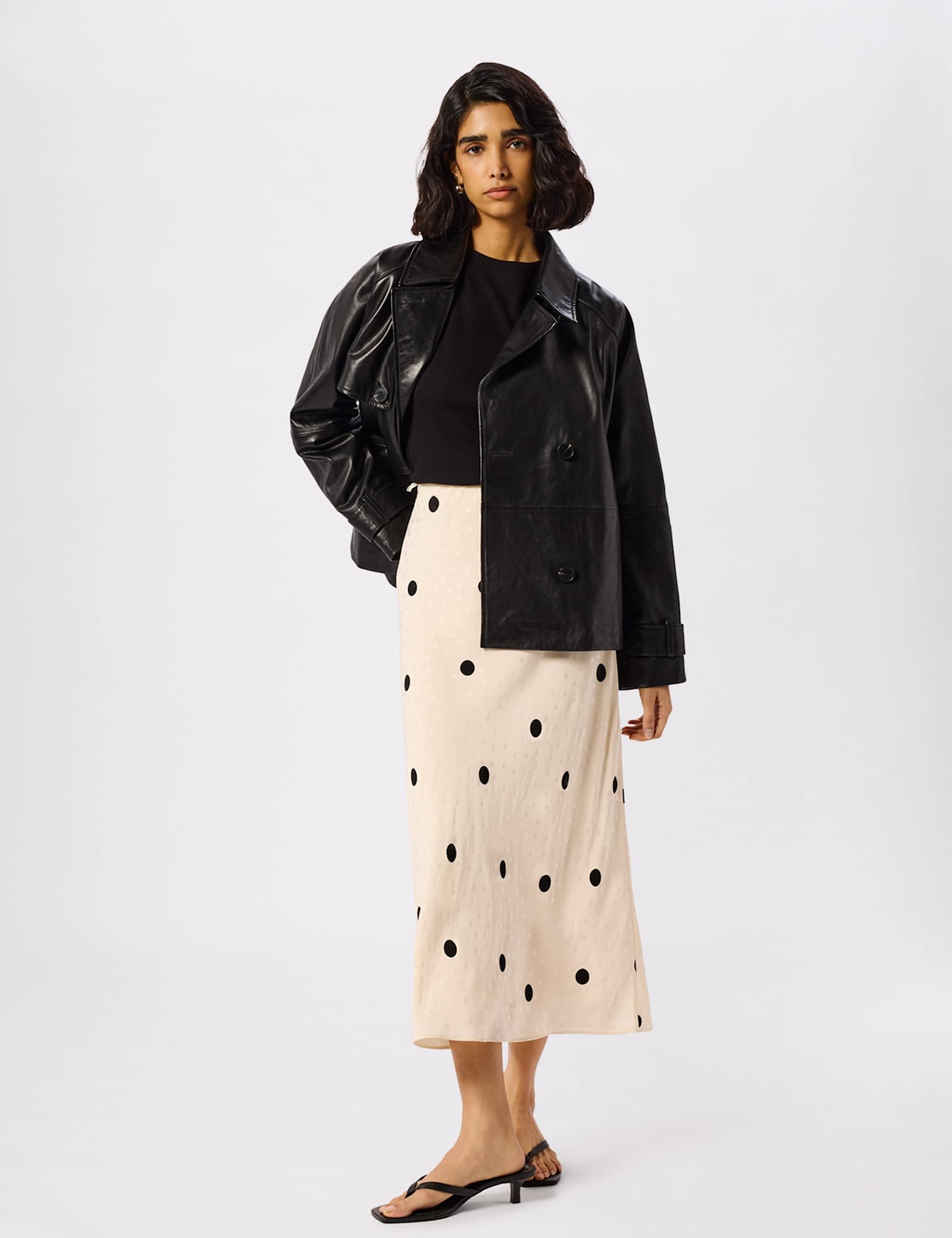 Satin Polka Dot Midi Slip Skirt - image 5