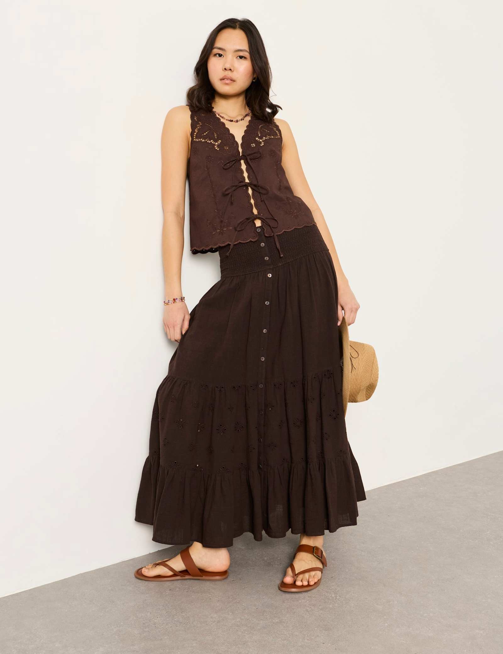 Pure Cotton Embroidered Maxi Tiered Skirt - image 4