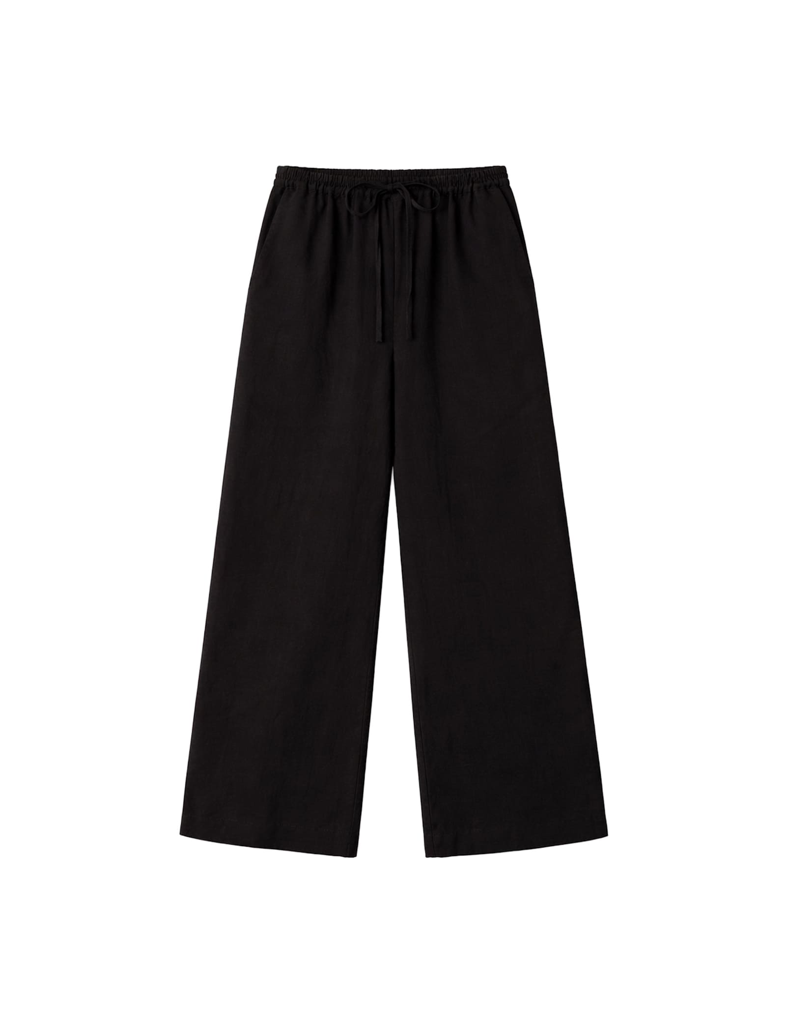 Drawstring Wide Leg Trousers with Linen - image 1