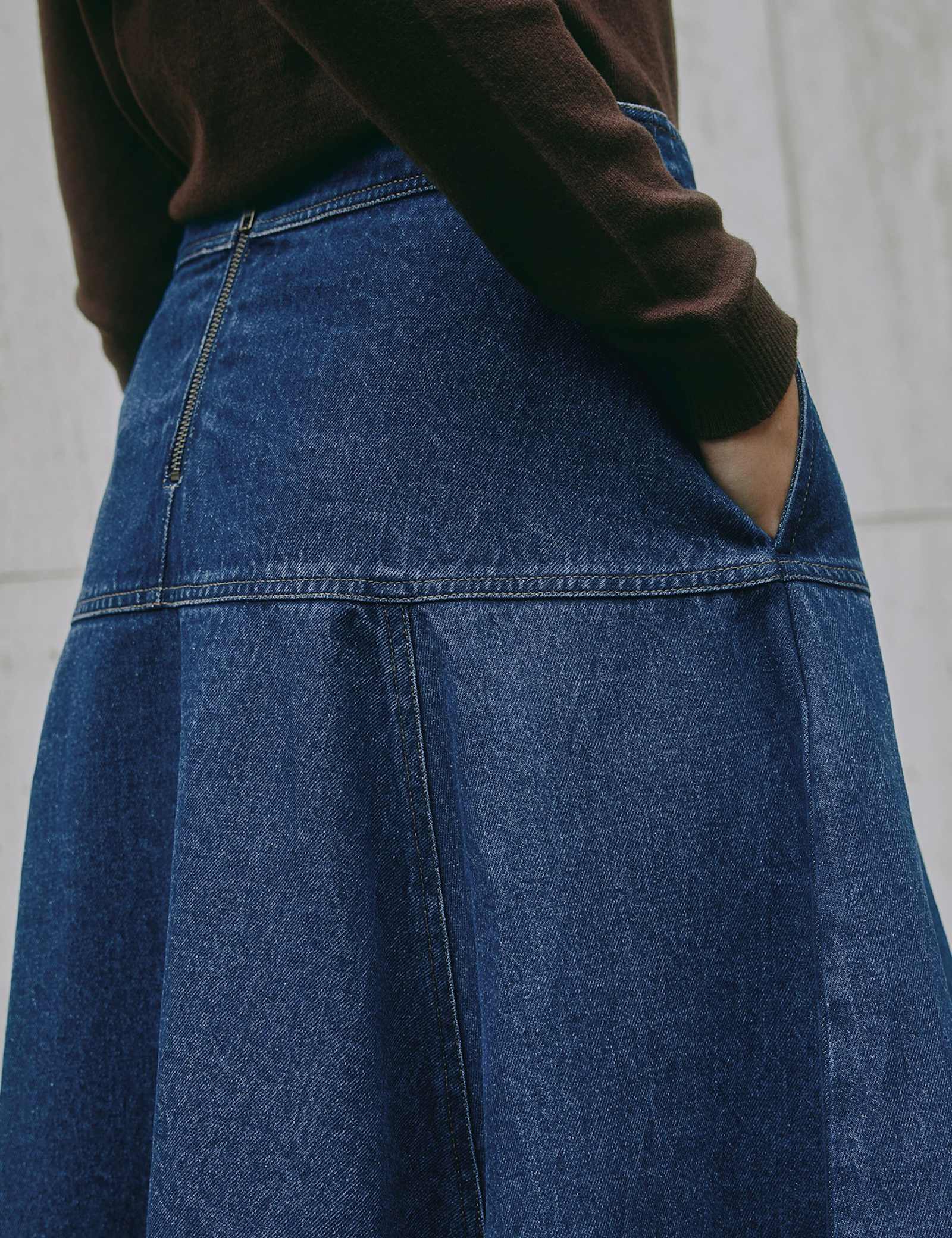 Pure Cotton Denim Midi Skirt - image 5