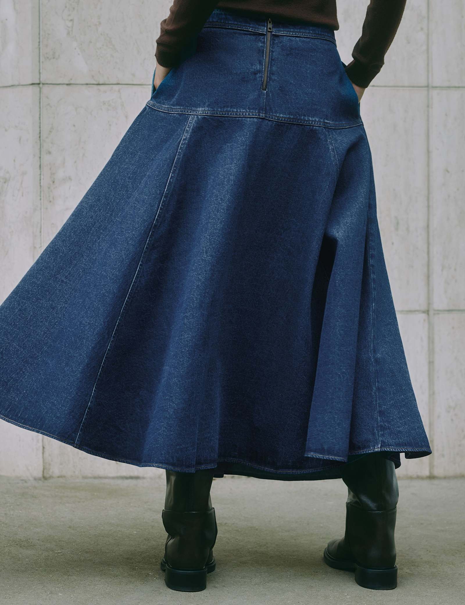 Pure Cotton Denim Midi Skirt - image 4