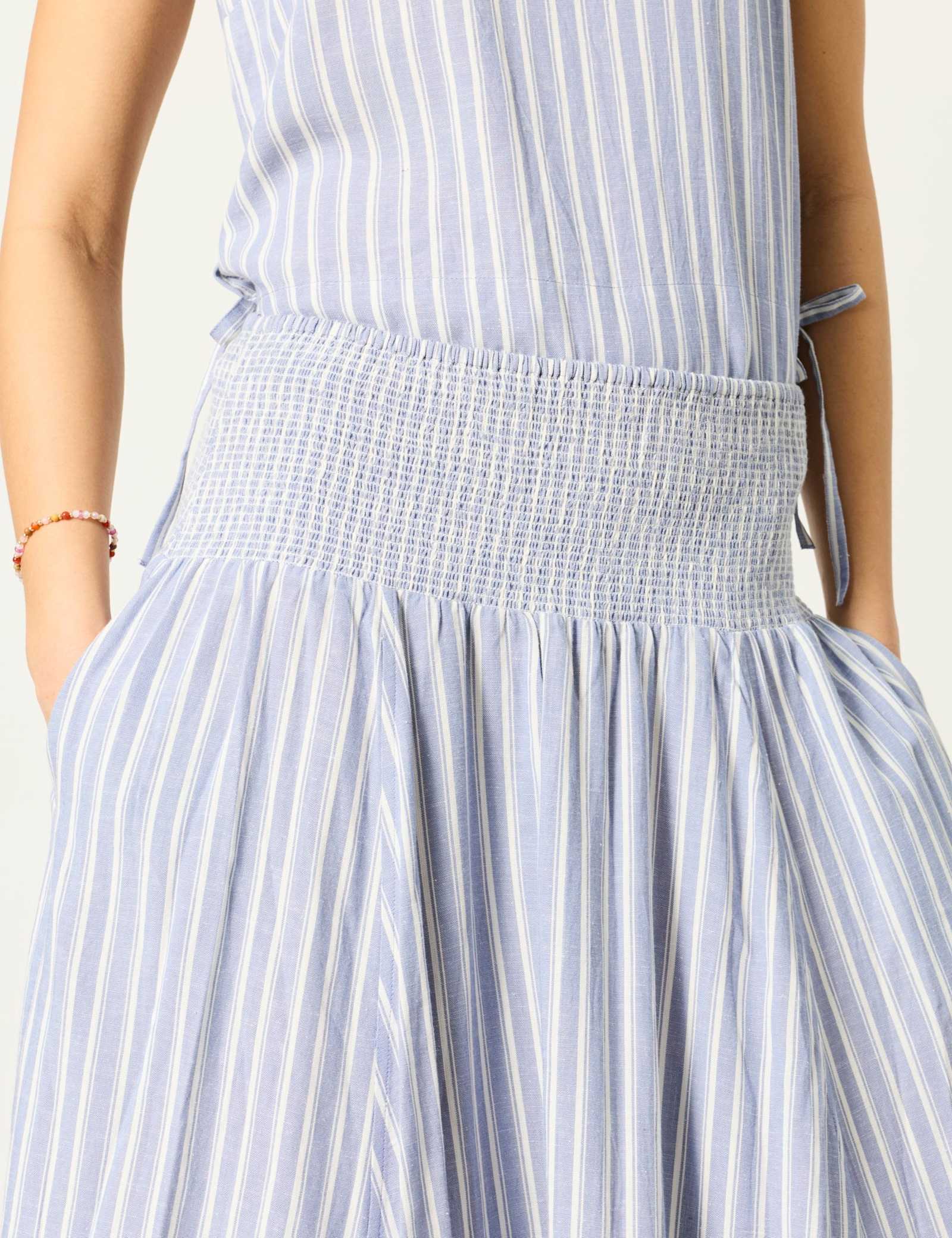 Striped Midi A-Line Skirt with Cotton - image 3
