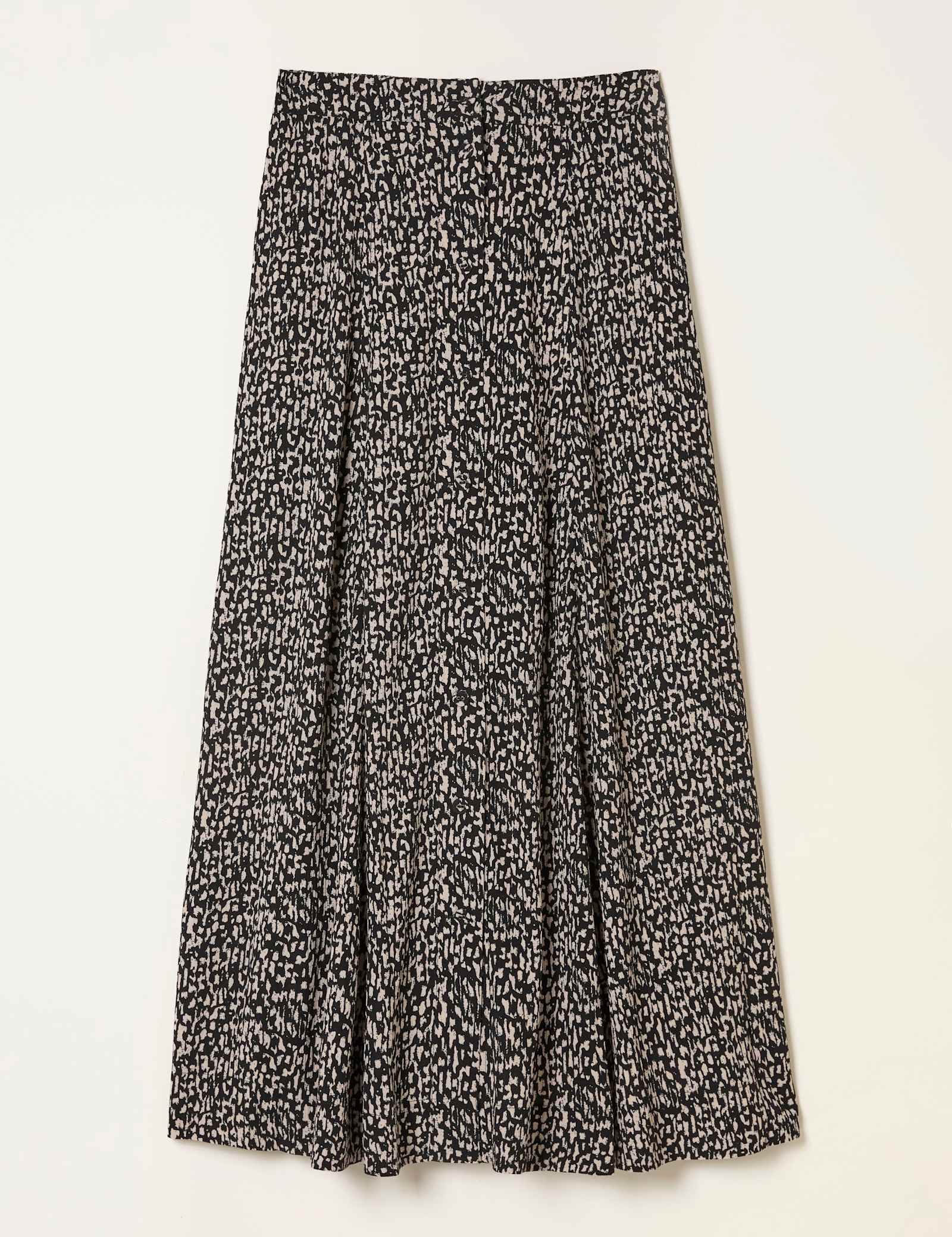 Printed Button Front A-Line Midi Skirt - image 1