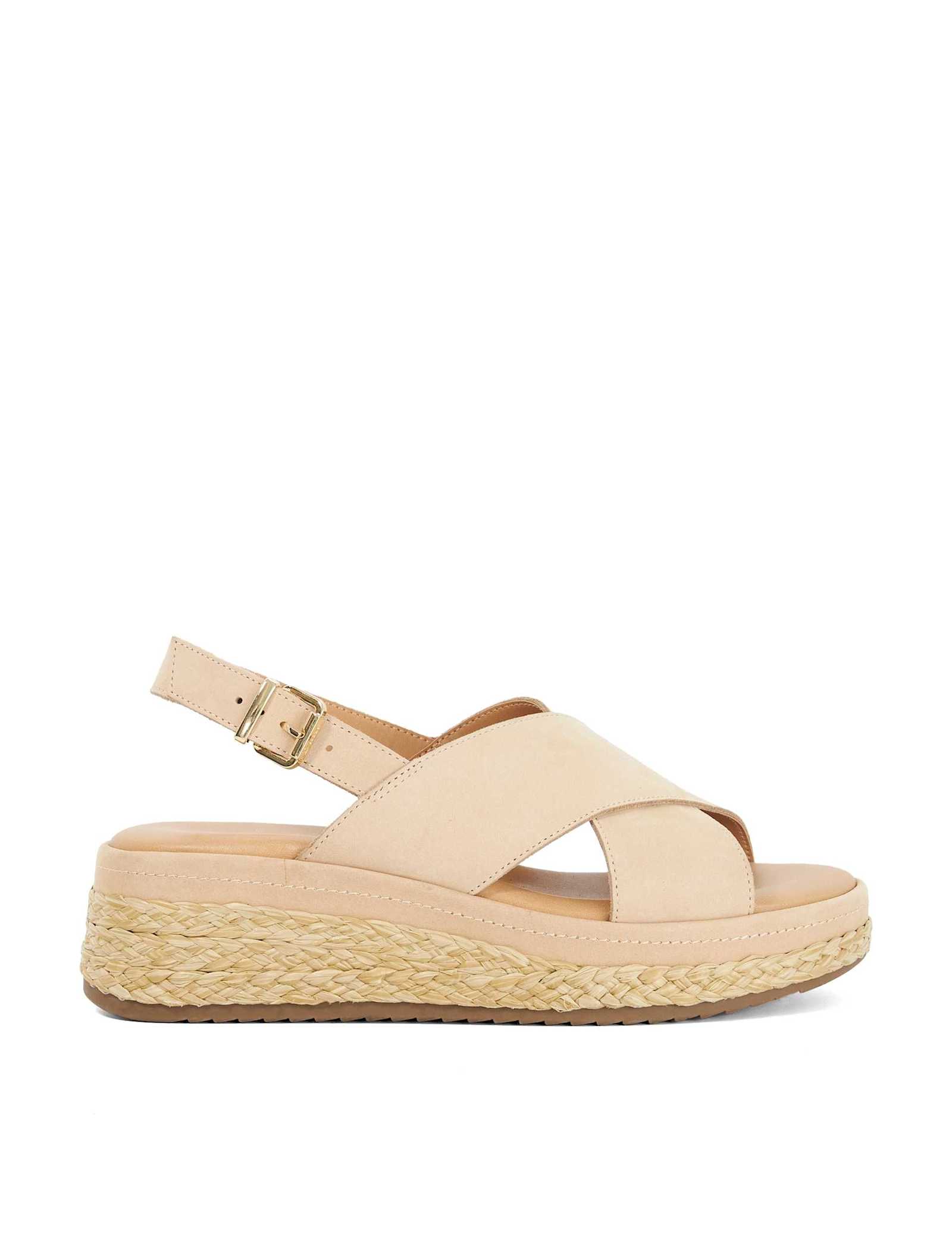 Leather Crossover Wedge Sandals - image 1