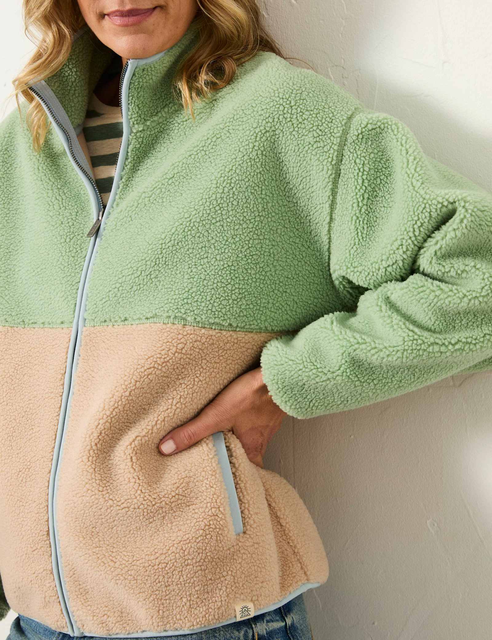 Colour Block Zip Up Fleece Jacket - image 3