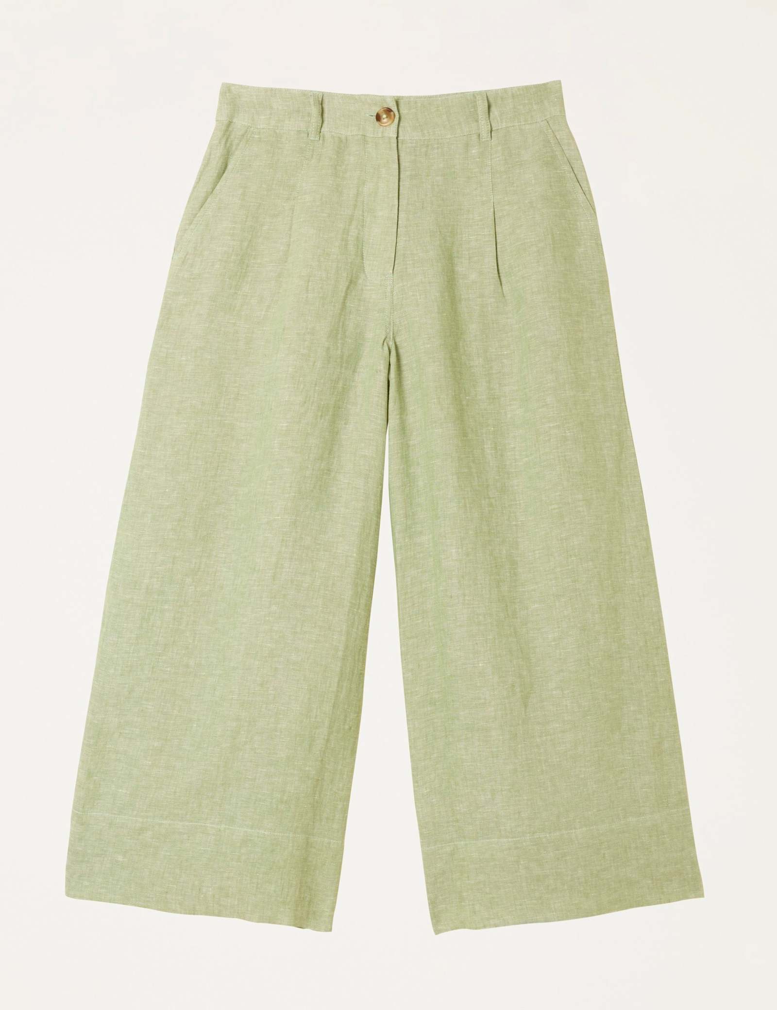 Pure Linen Wide Leg Cropped Trousers - image 2
