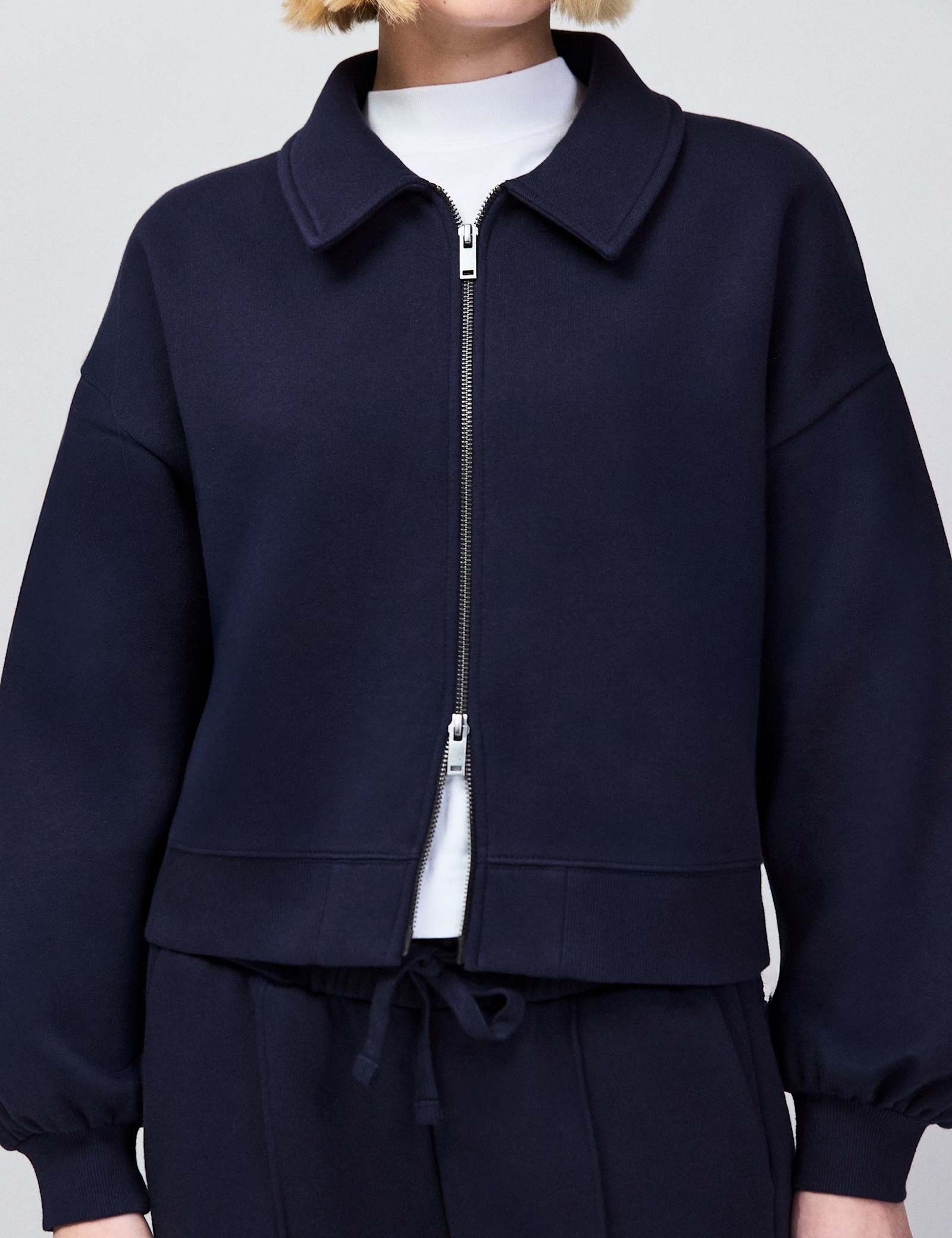 Cotton Rich Collared Sweatshirt Bomber Jacket - image 3