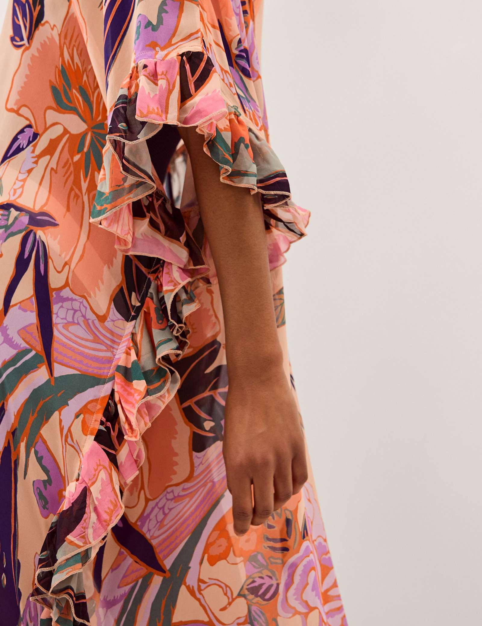 Floral Frill V-Neck Maxi Kaftan - image 2
