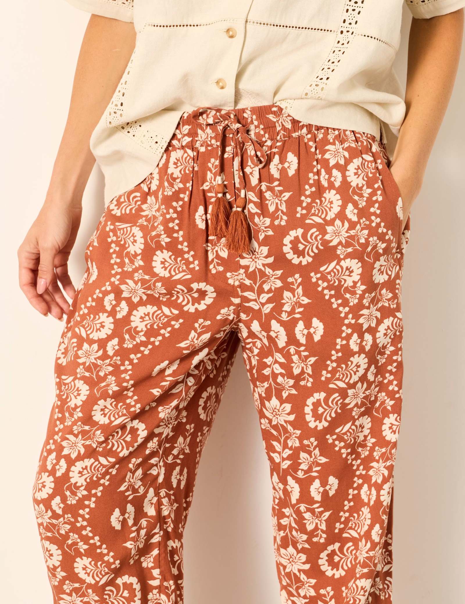 Floral Drawstring Pull On Trousers - image 3
