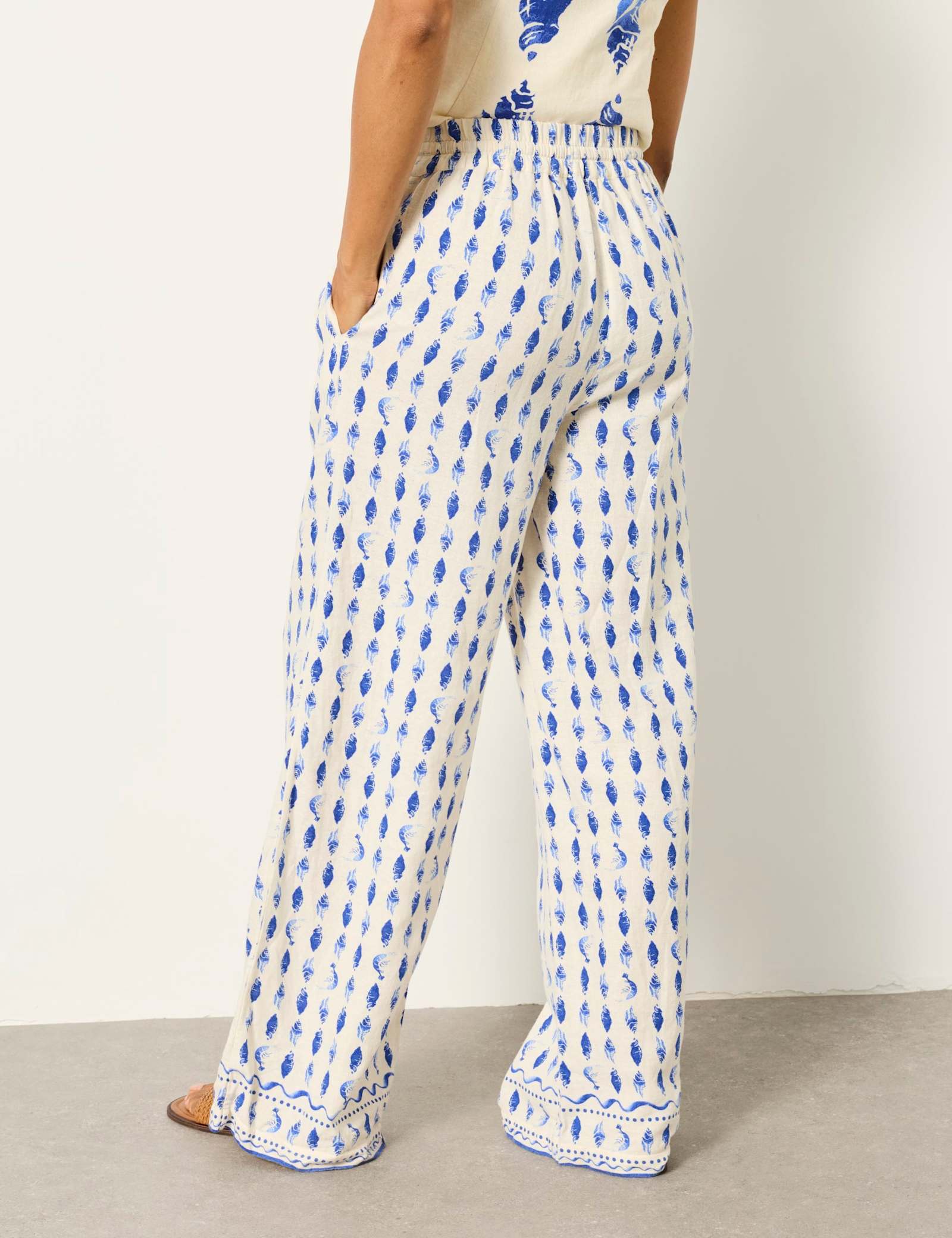 Linen Rich Shell Print Palazzo Trousers - image 5