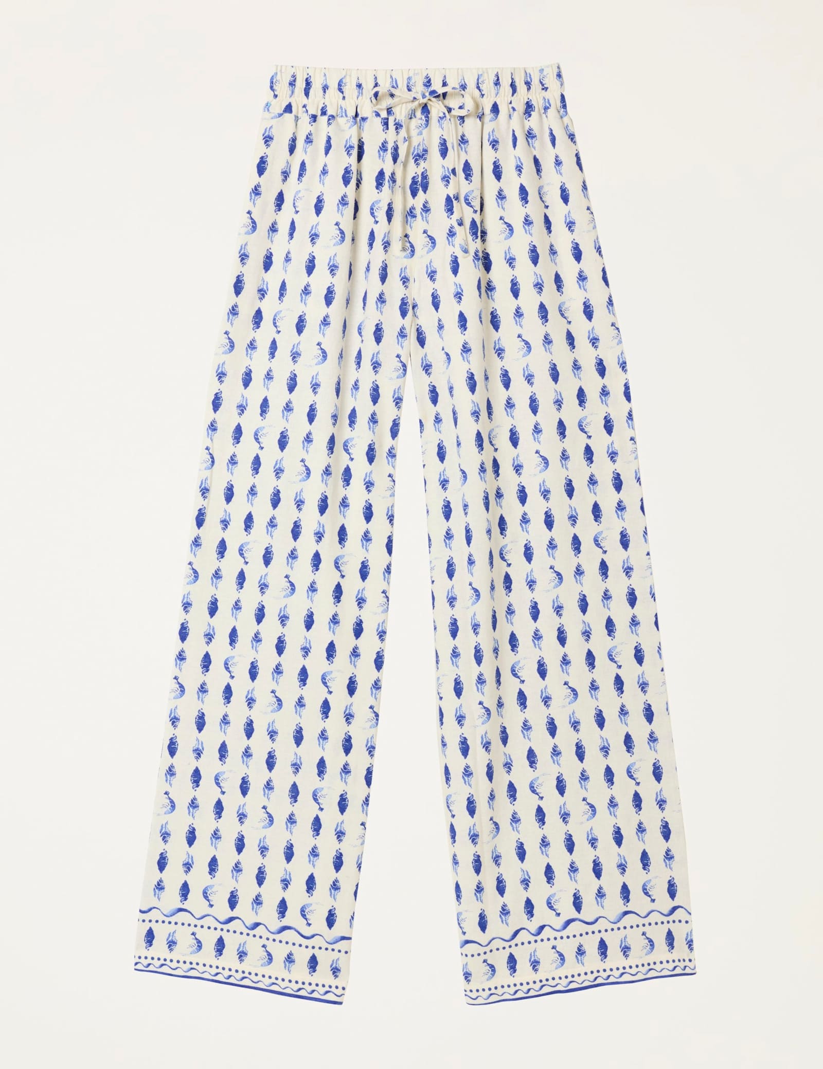 Linen Rich Shell Print Palazzo Trousers - image 1