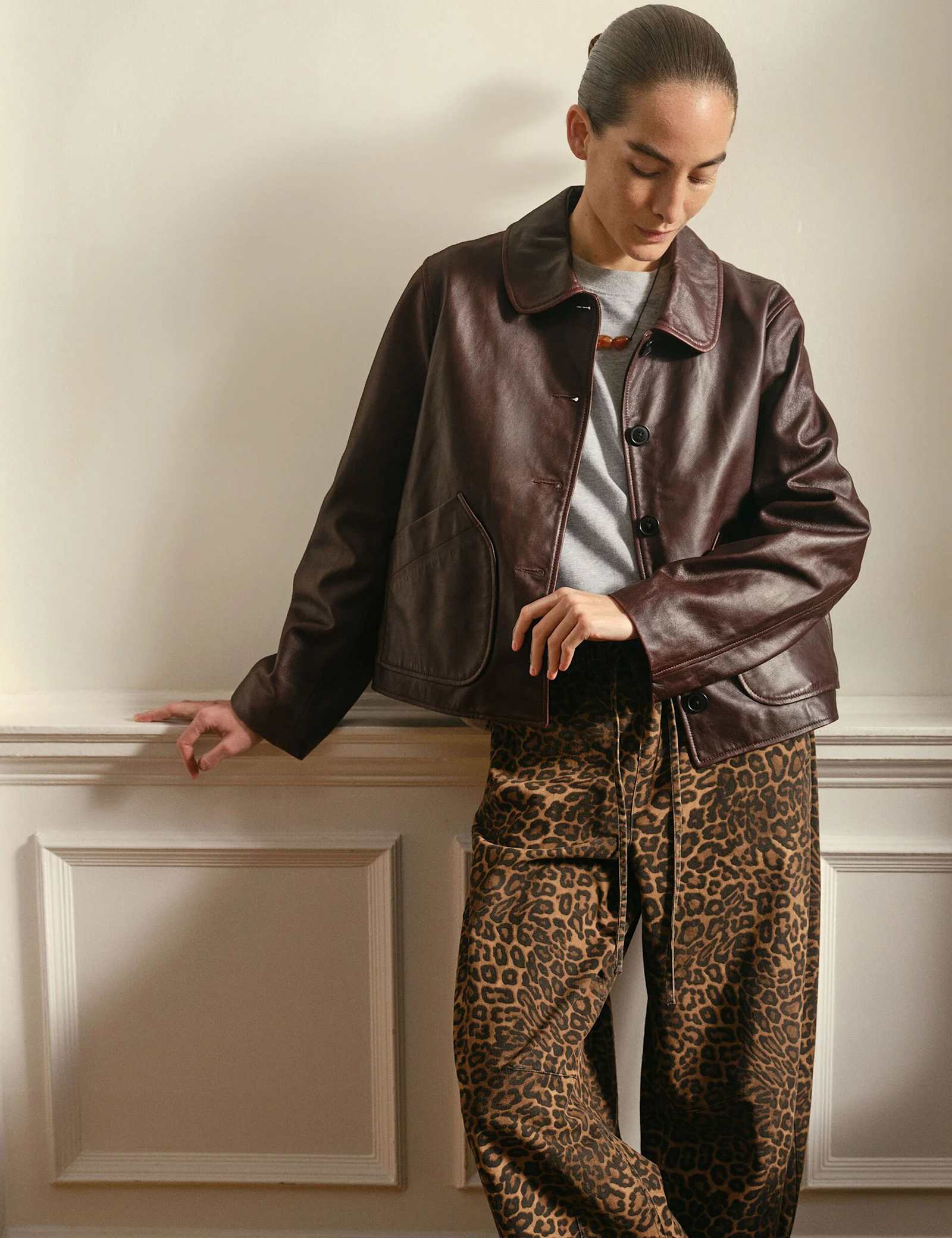 Leather Collared Jacket - image 2