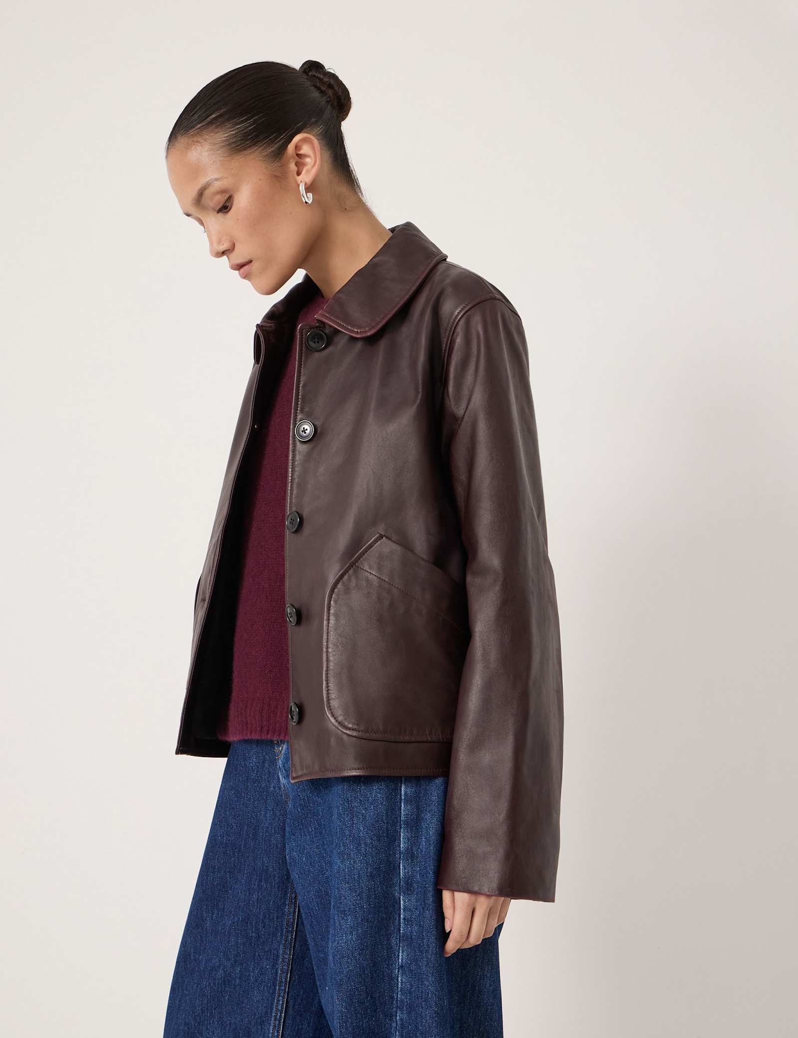 Leather Collared Jacket - image 5
