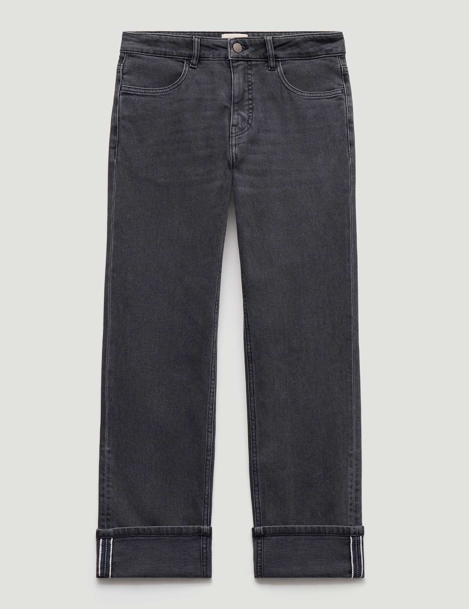 Mid Rise Straight Leg Turn Up Jeans - image 1