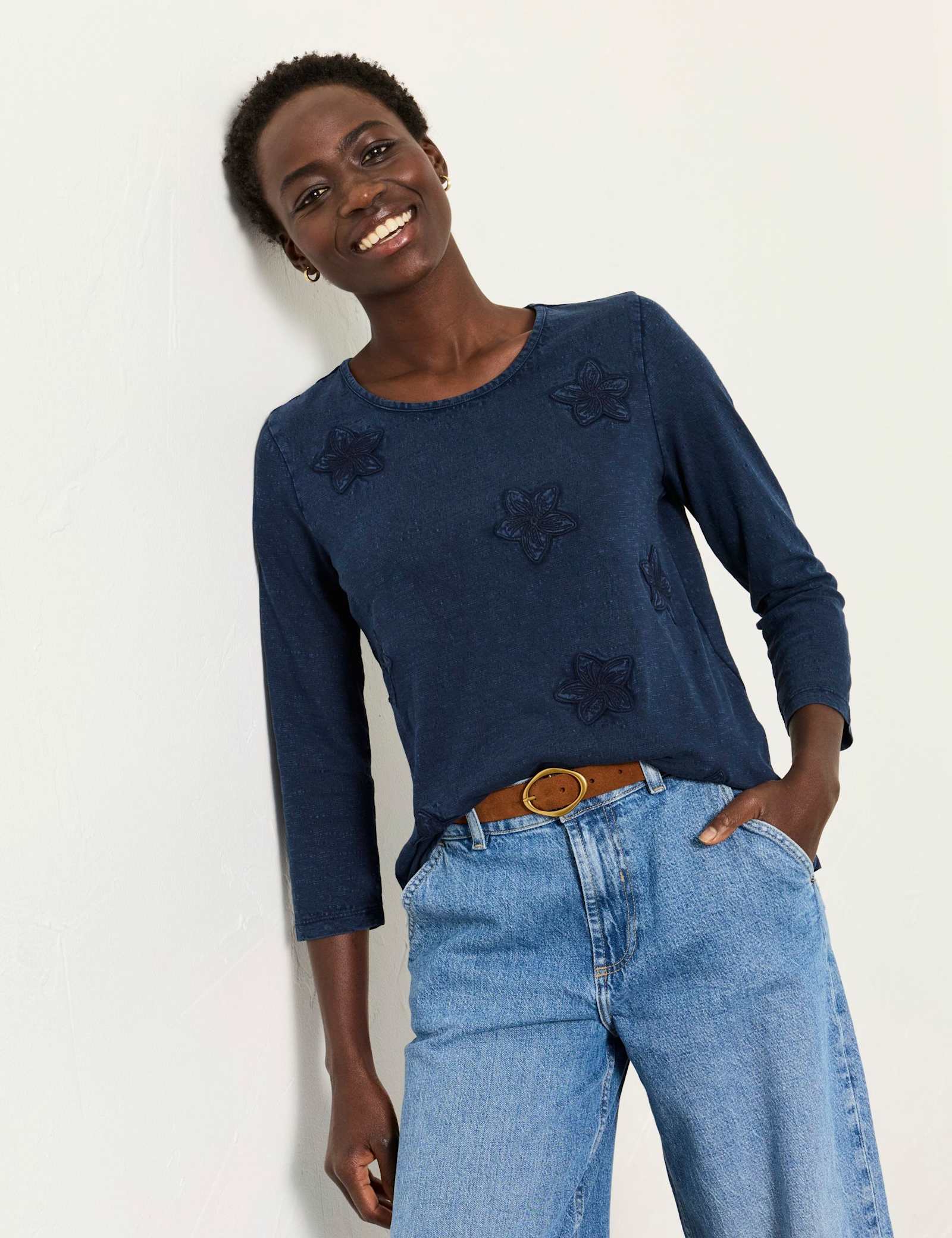 Pure Cotton Floral Embroidered Top - image 2