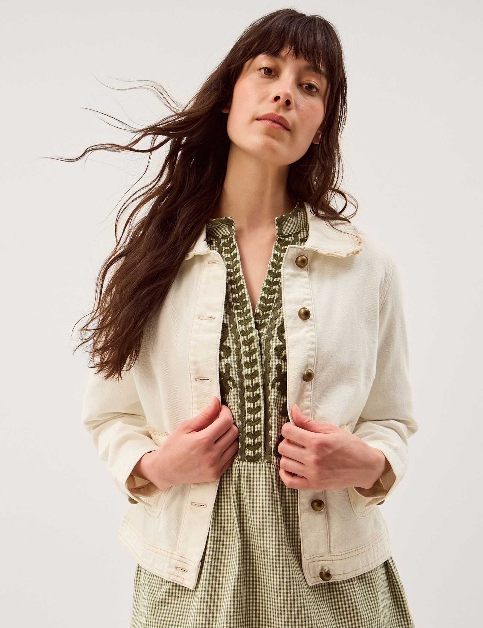 Denim Collared Frill Detail Jacket - image 4