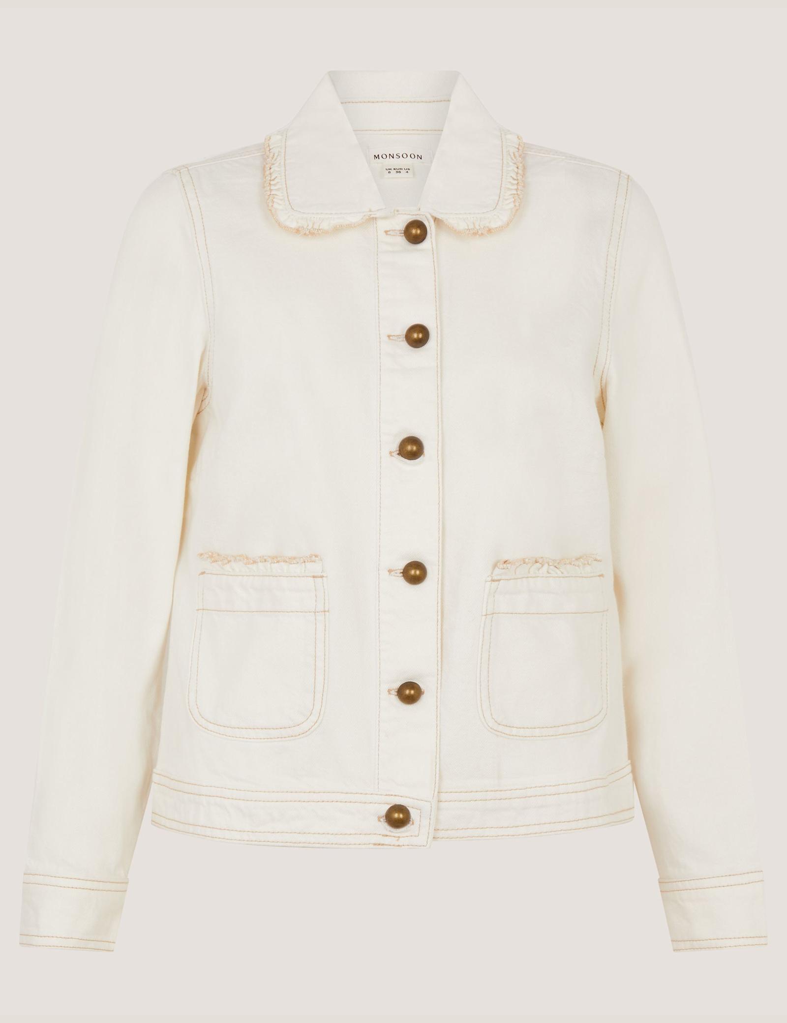 Denim Collared Frill Detail Jacket - image 1