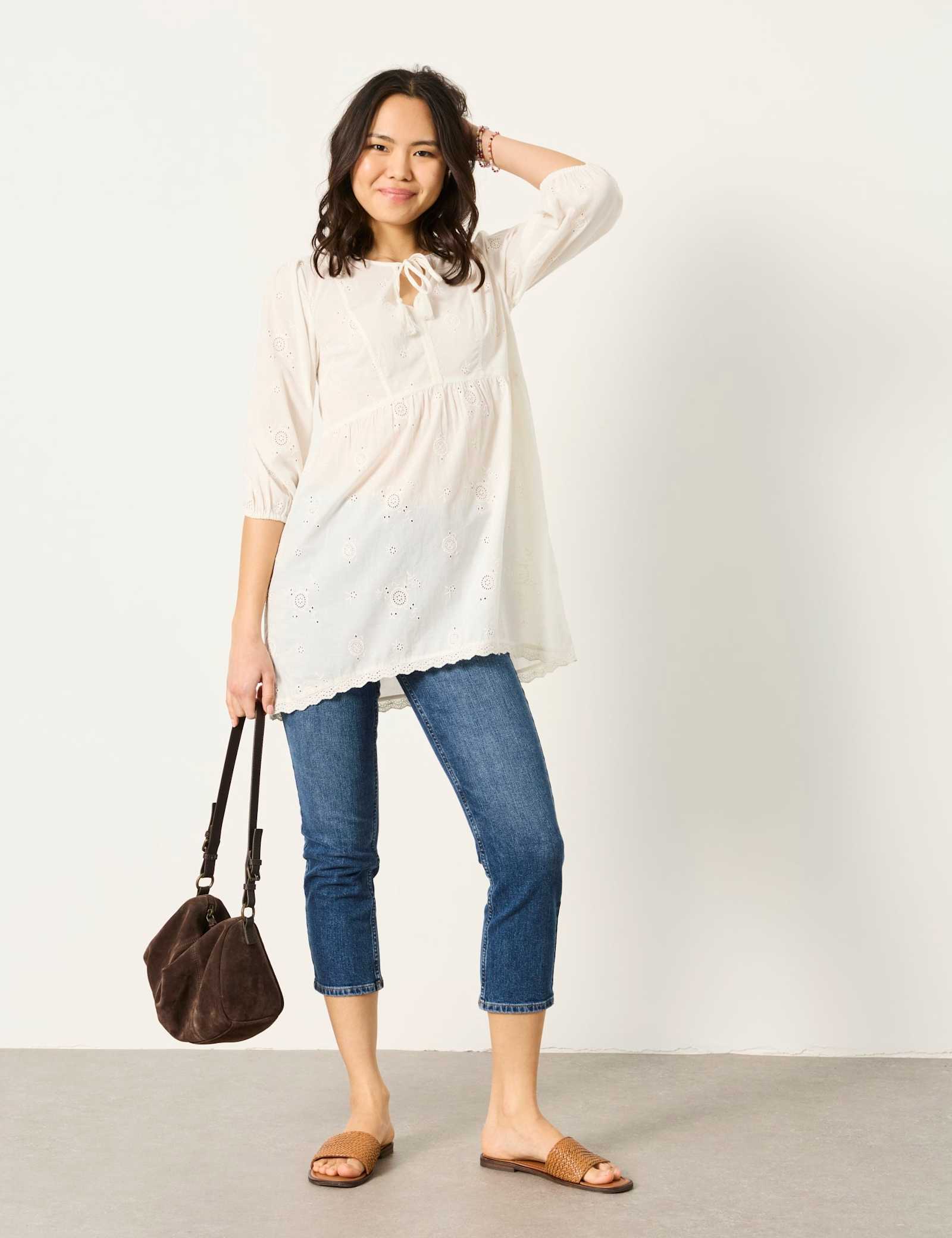 Pure Cotton Embroidered Tie Neck Tunic - image 3