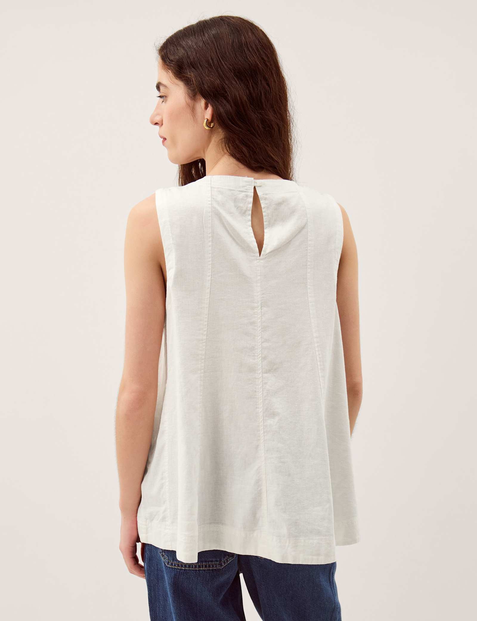 Linen Rich Round Neck Vest Top - image 5