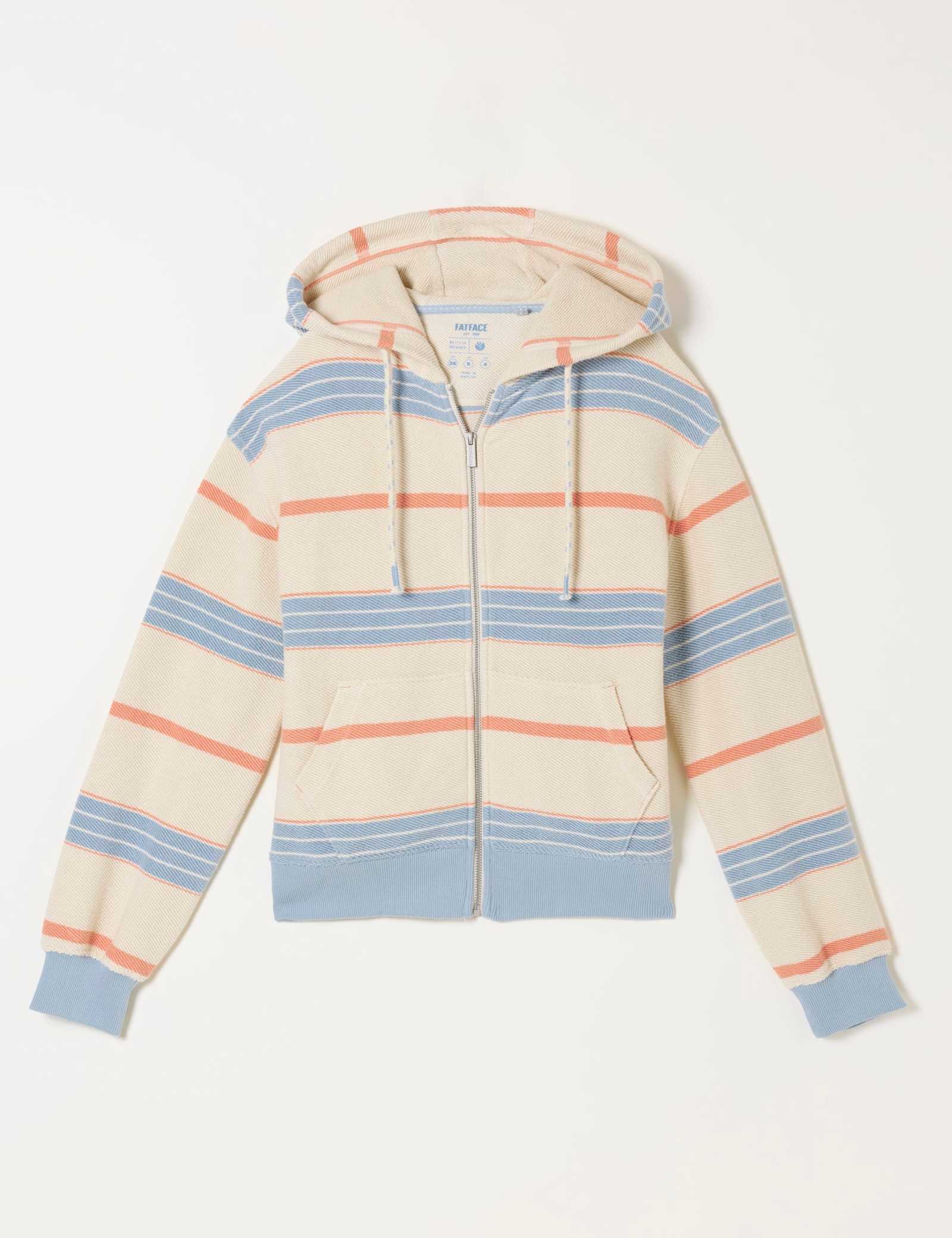 Pure Cotton Textured Striped Zip Up Hoodie - image 1