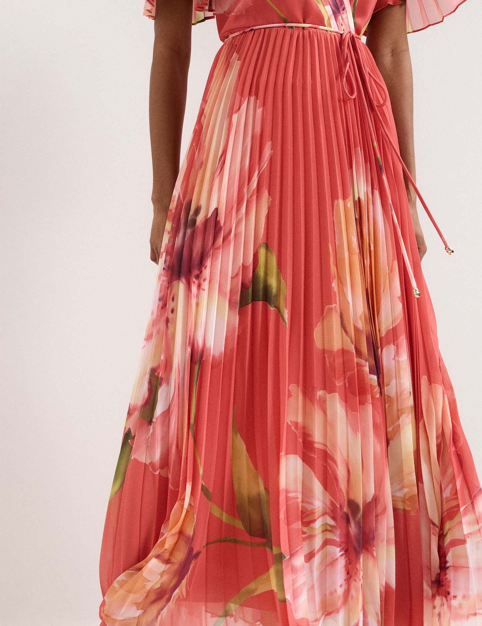 Floral V-Neck Angel Sleeve Maxi Skater Dress - image 3