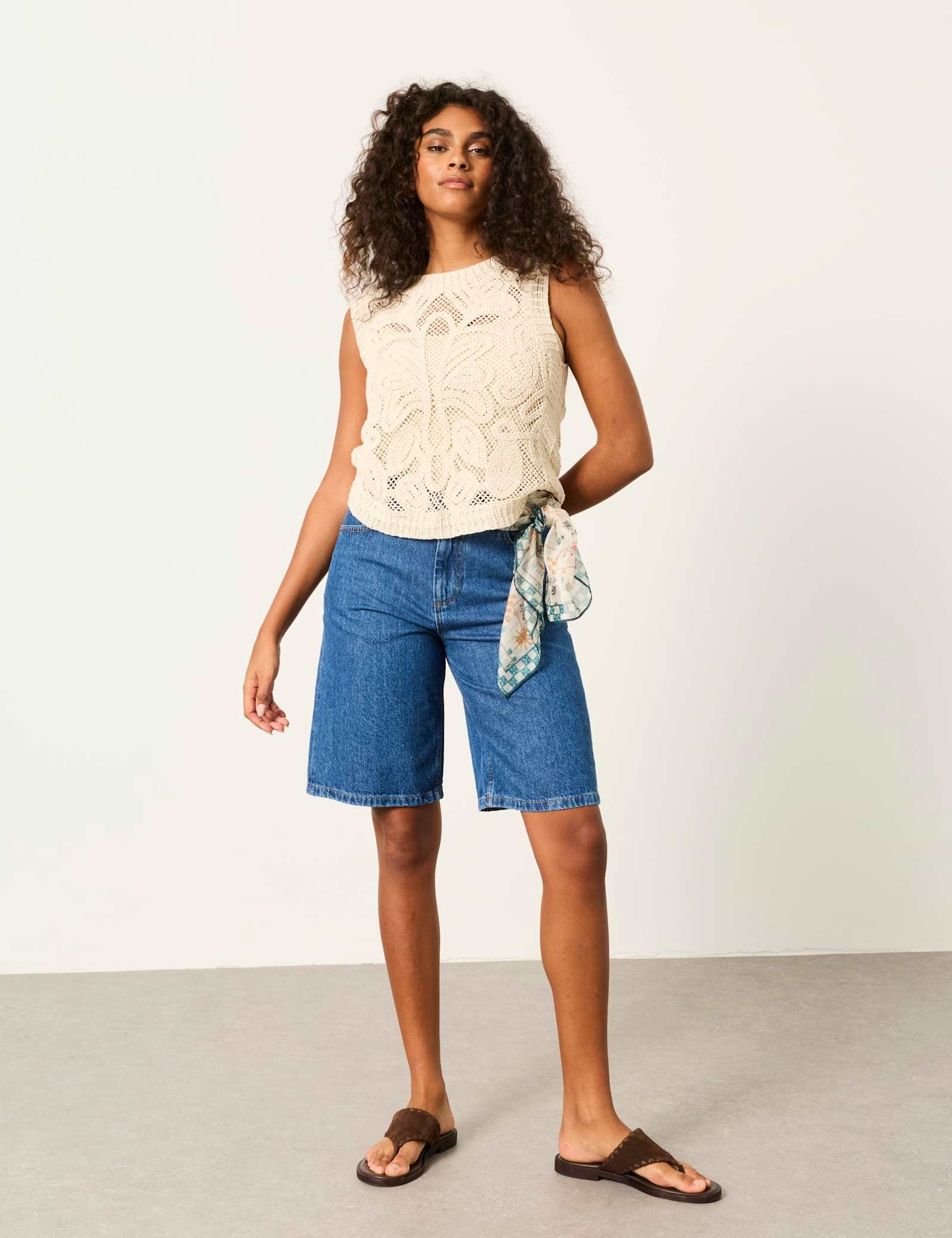 Pure Cotton Palm Crew Neck Knitted Top - image 5