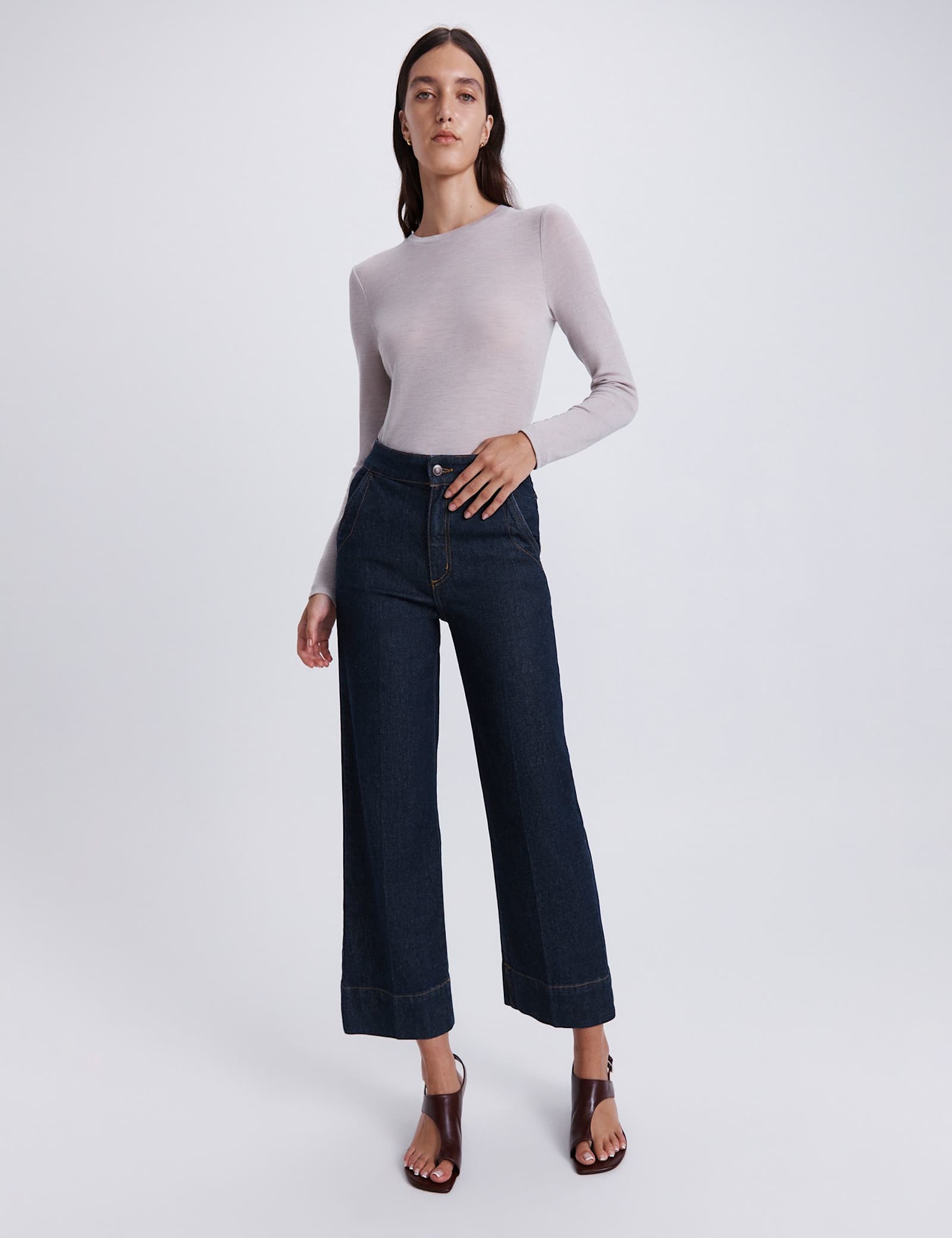 Cotton Rich Wide Leg Ankle Grazer Jeans - image 4