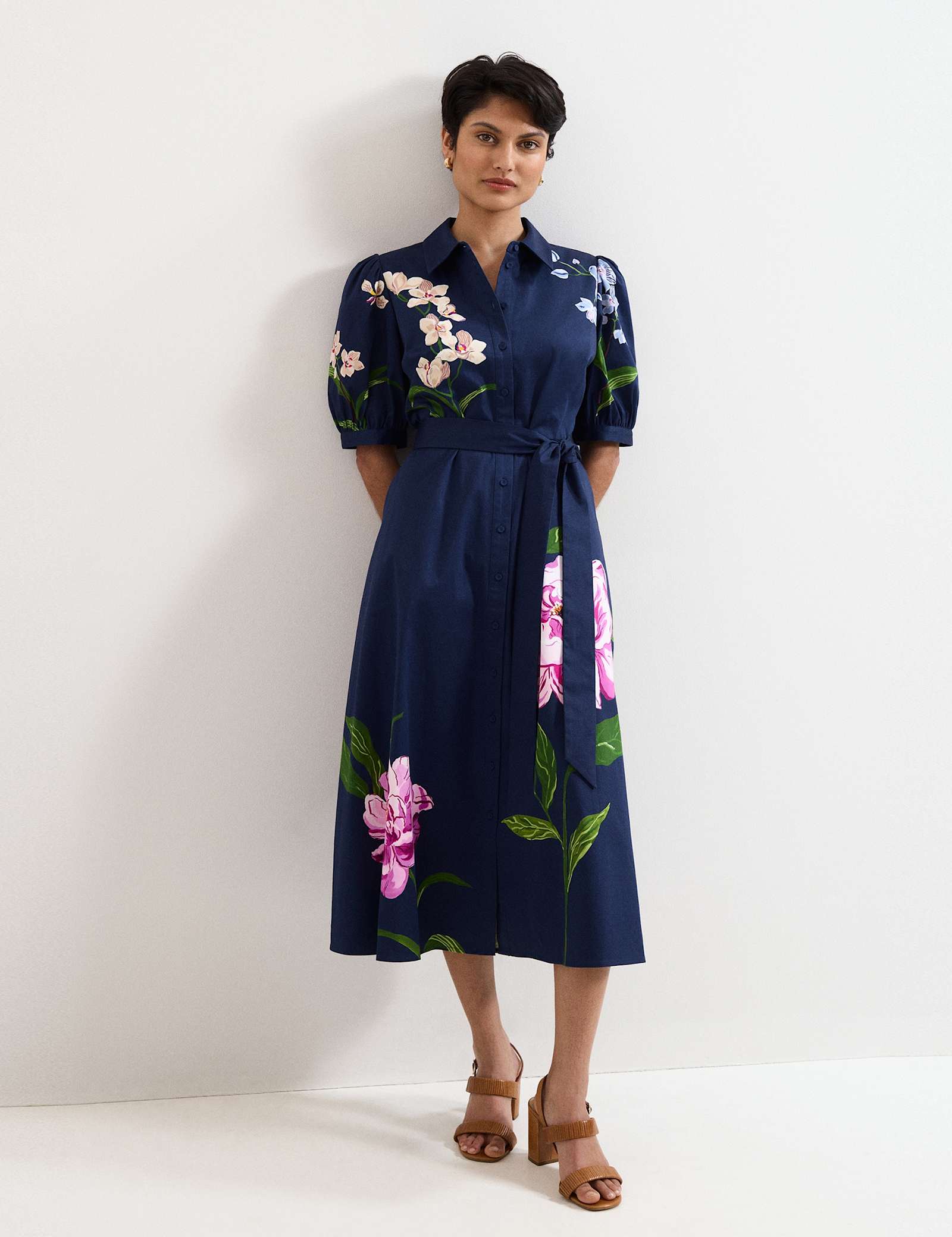 Cotton Rich Floral Midi Shirt Dress - image 2