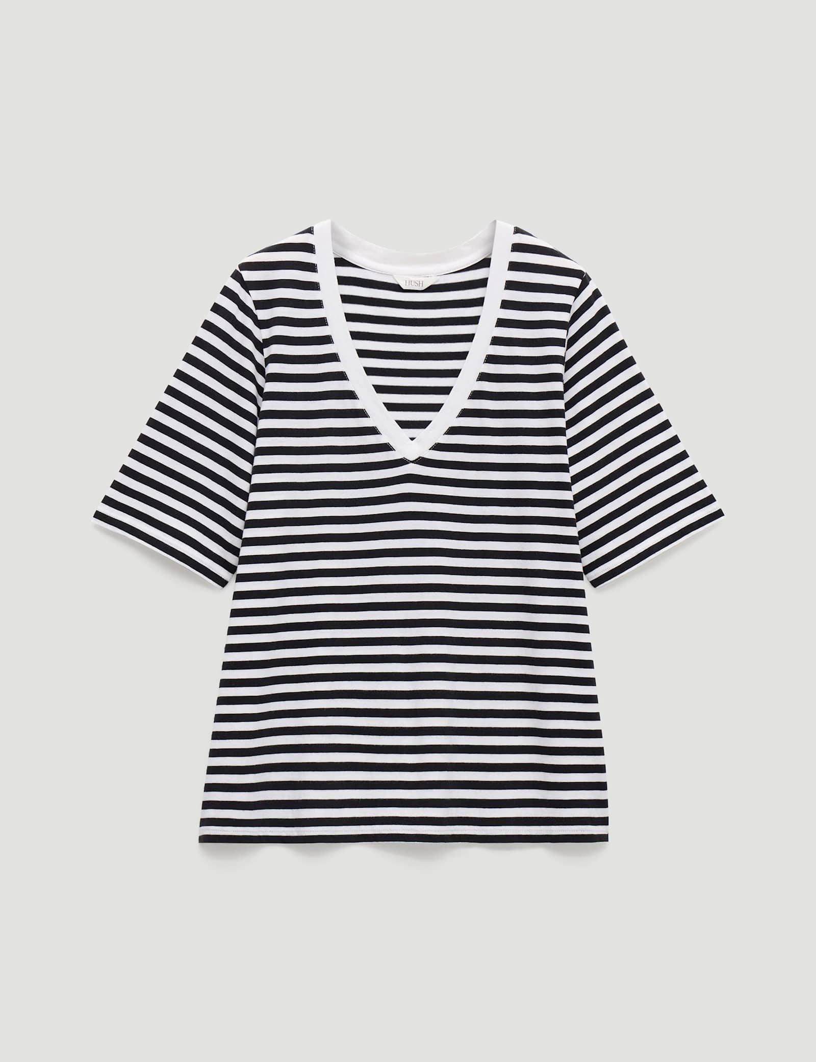 Cotton Rich Striped Draped T-Shirt - image 1