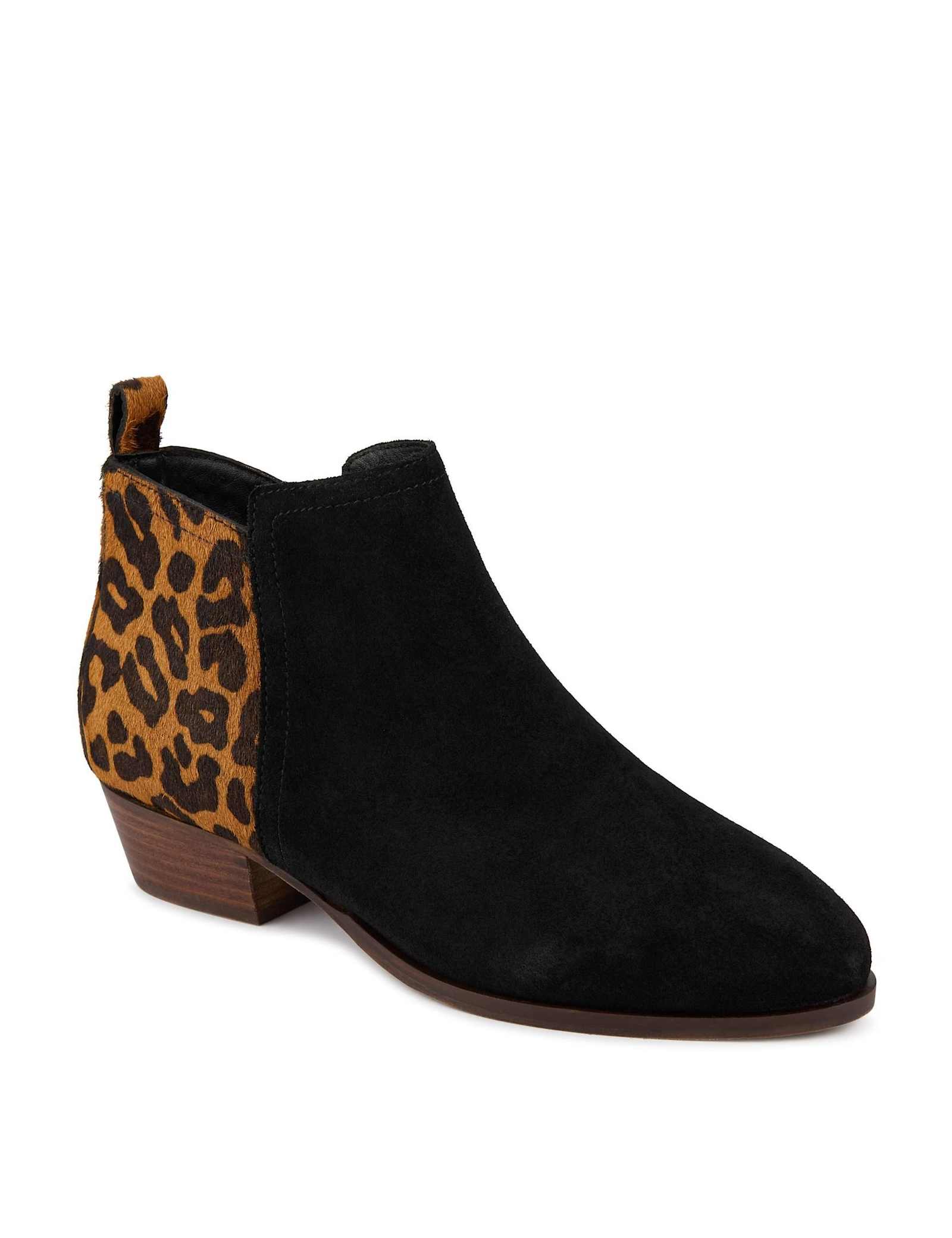 Leather Leopard Print Block Heel Ankle Boots - image 5