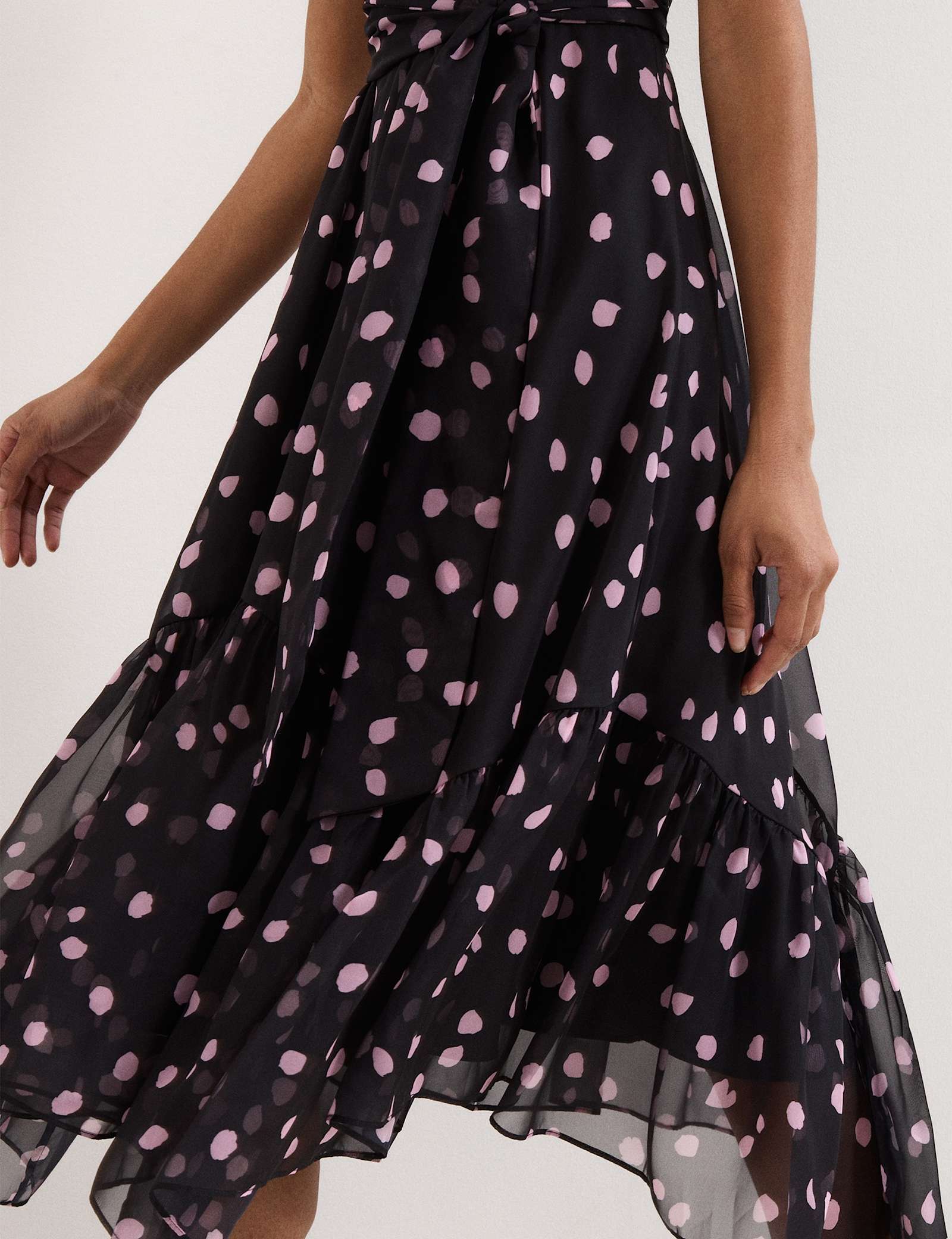 Polka Dot Halter Neck Midi Skater Dress - image 3