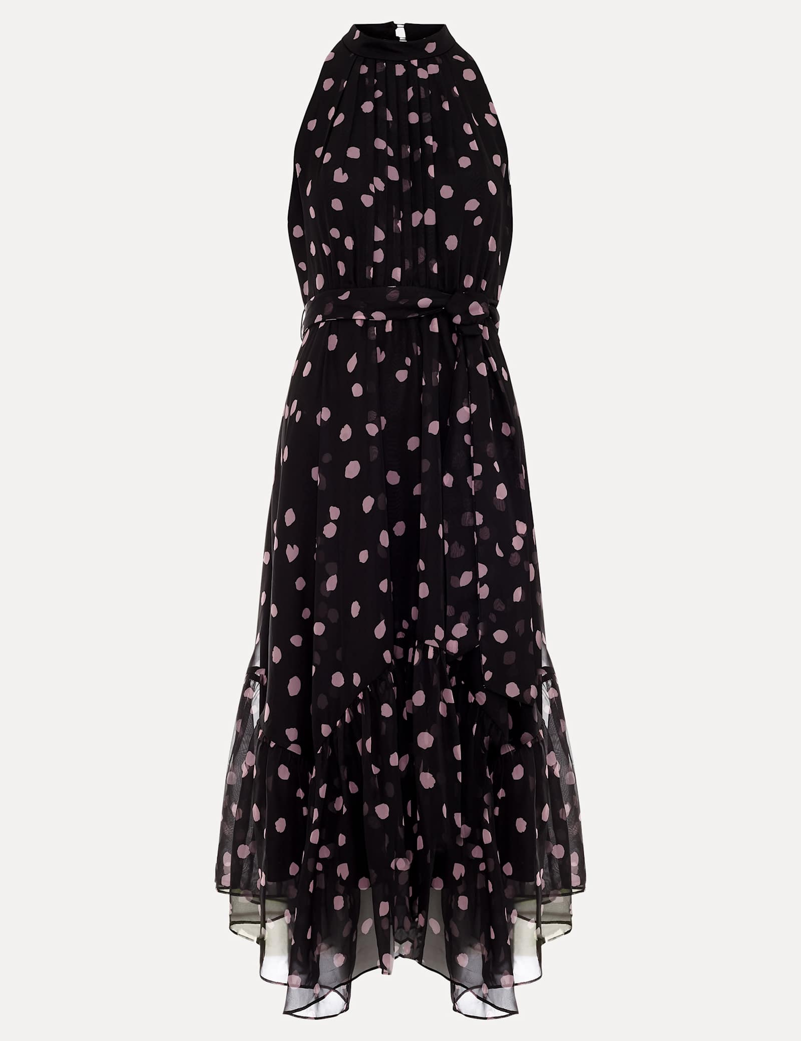 Polka Dot Halter Neck Midi Skater Dress - image 1