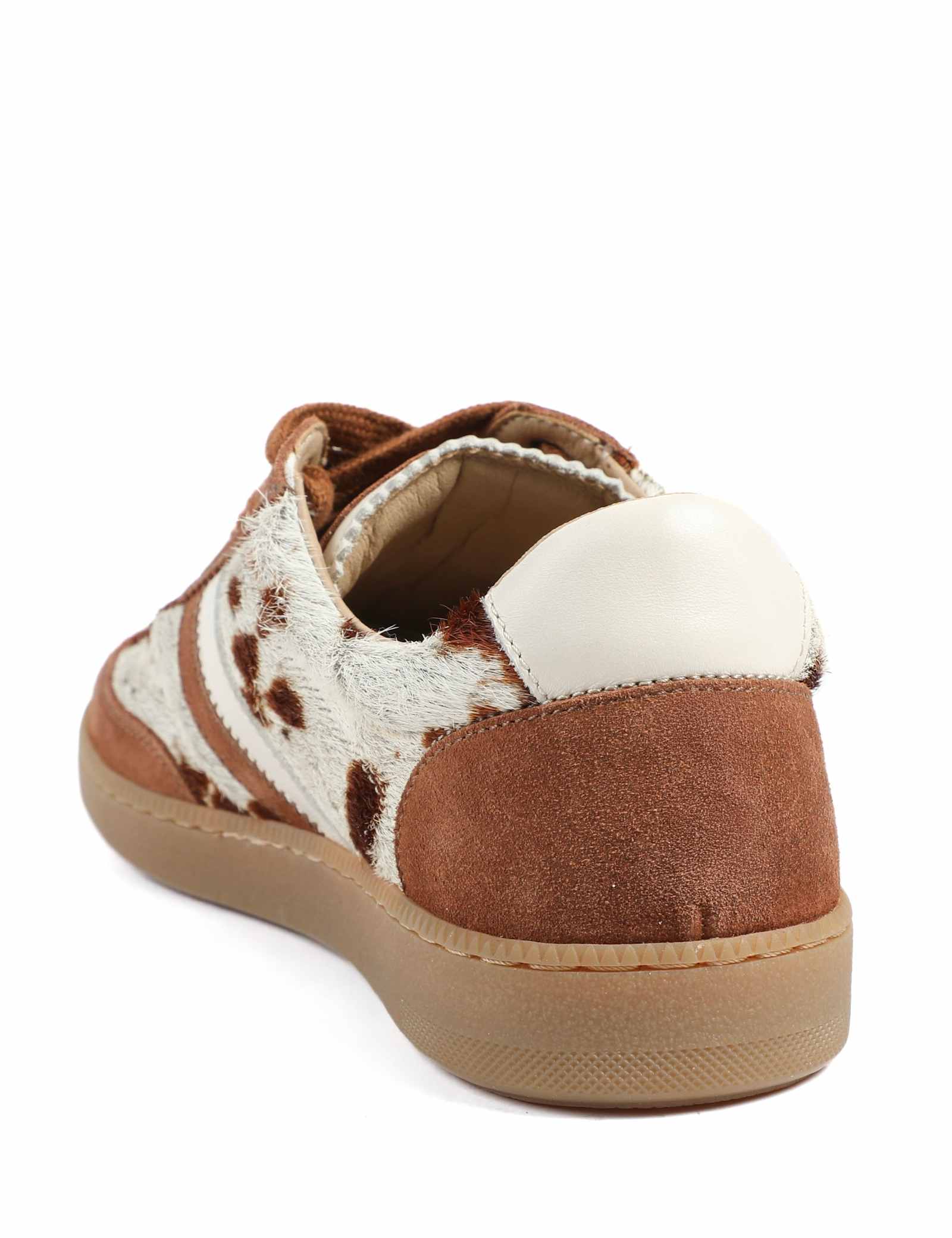 Suede Cow Print Lace Up Trainers - image 3