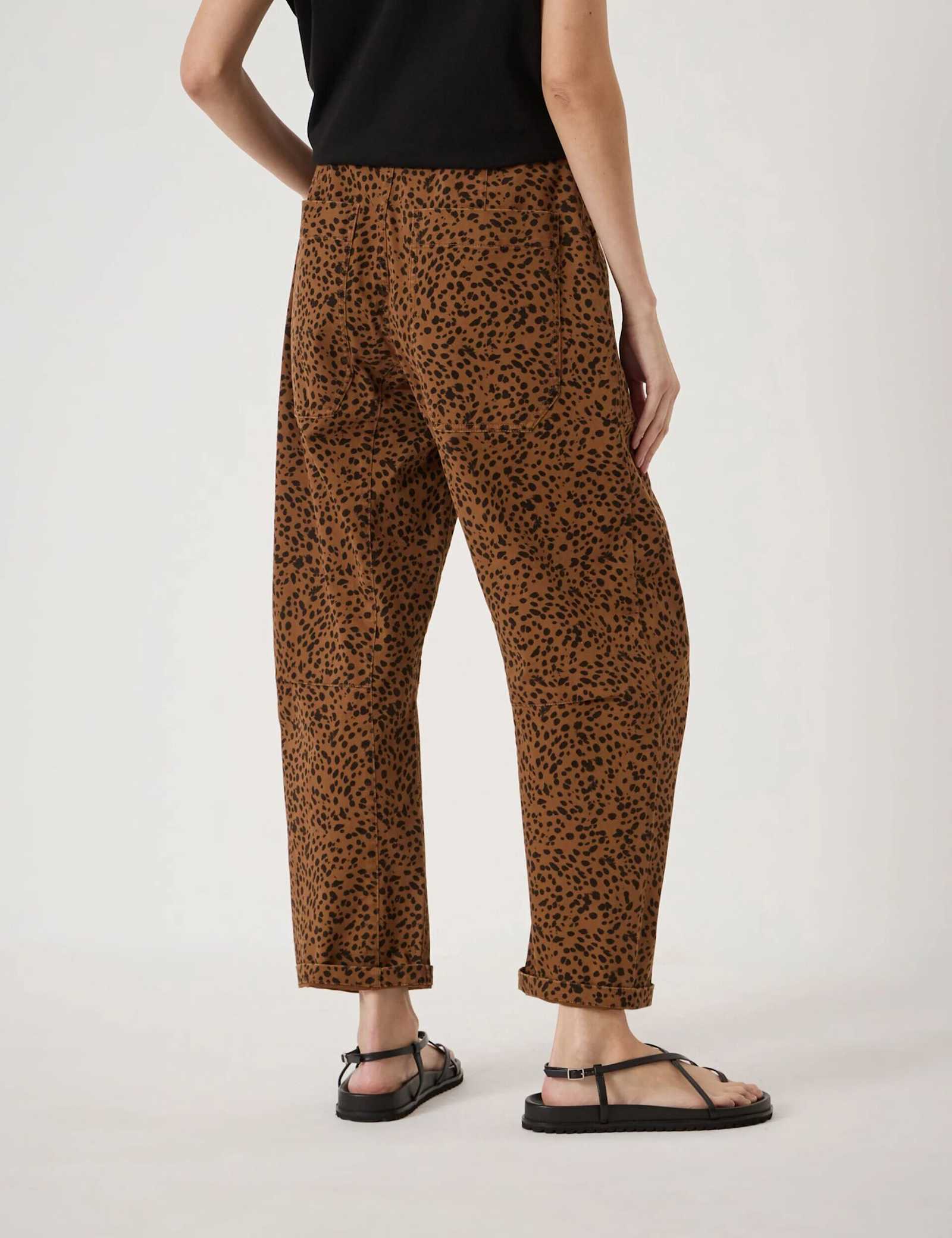 Cotton Rich Leopard Print Barrel Leg Trousers - image 5