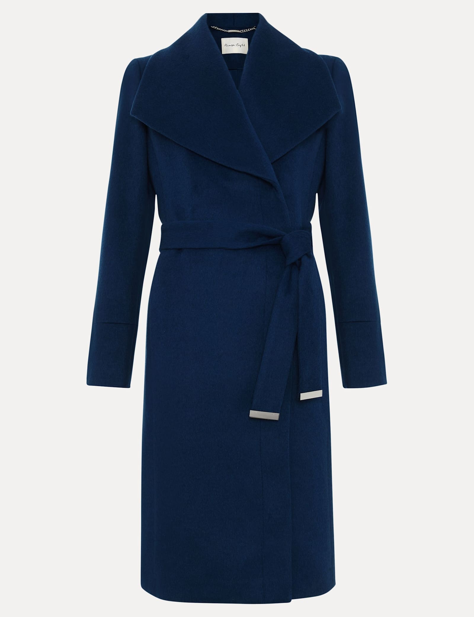 Wool Rich Belted Collared Longline Wrap Coat - image 1