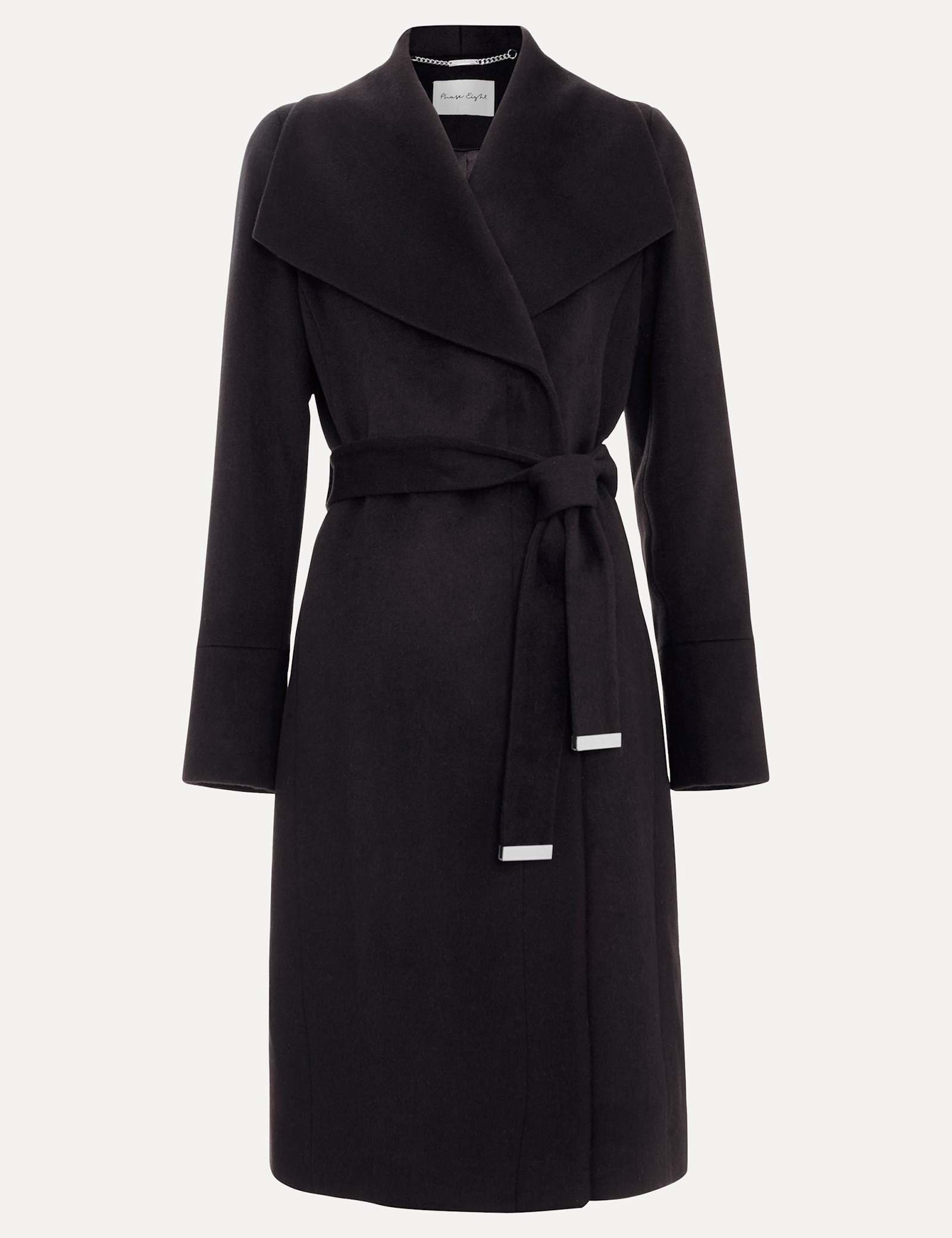 Wool Rich Belted Collared Longline Wrap Coat - image 2