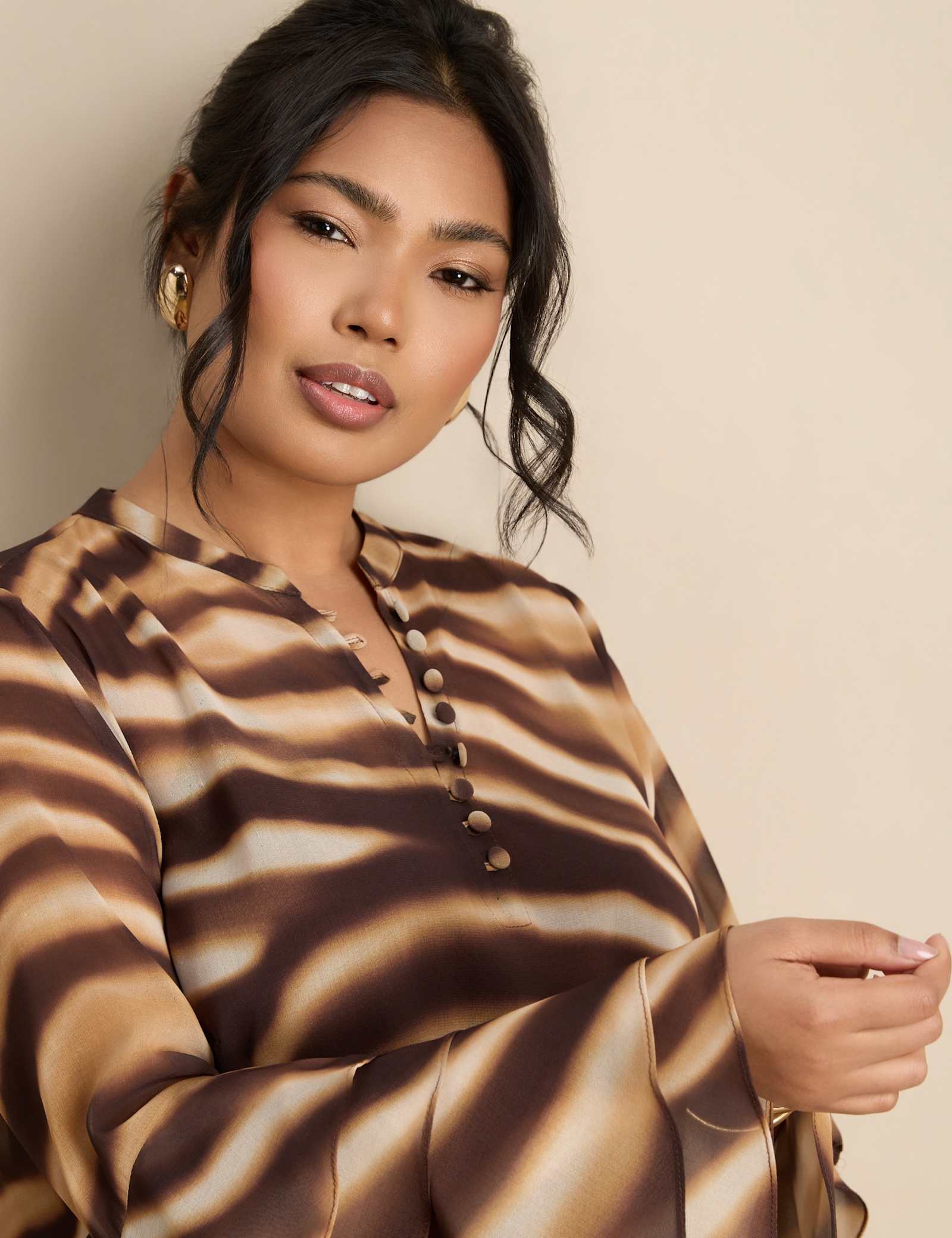 Abstract Print Ruffle Blouse - image 2
