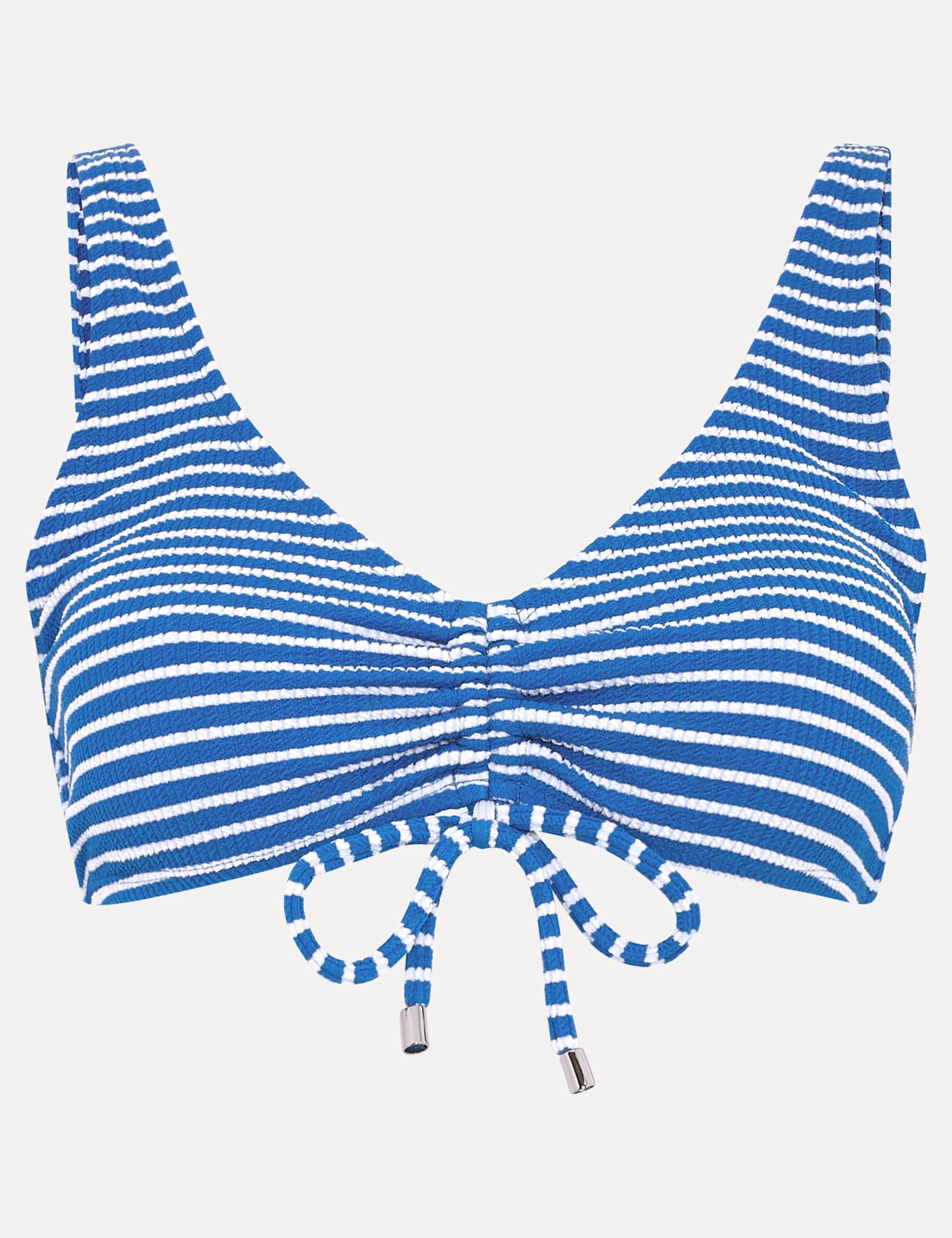 Striped V-Neck Drawstring Bikini Top - image 1