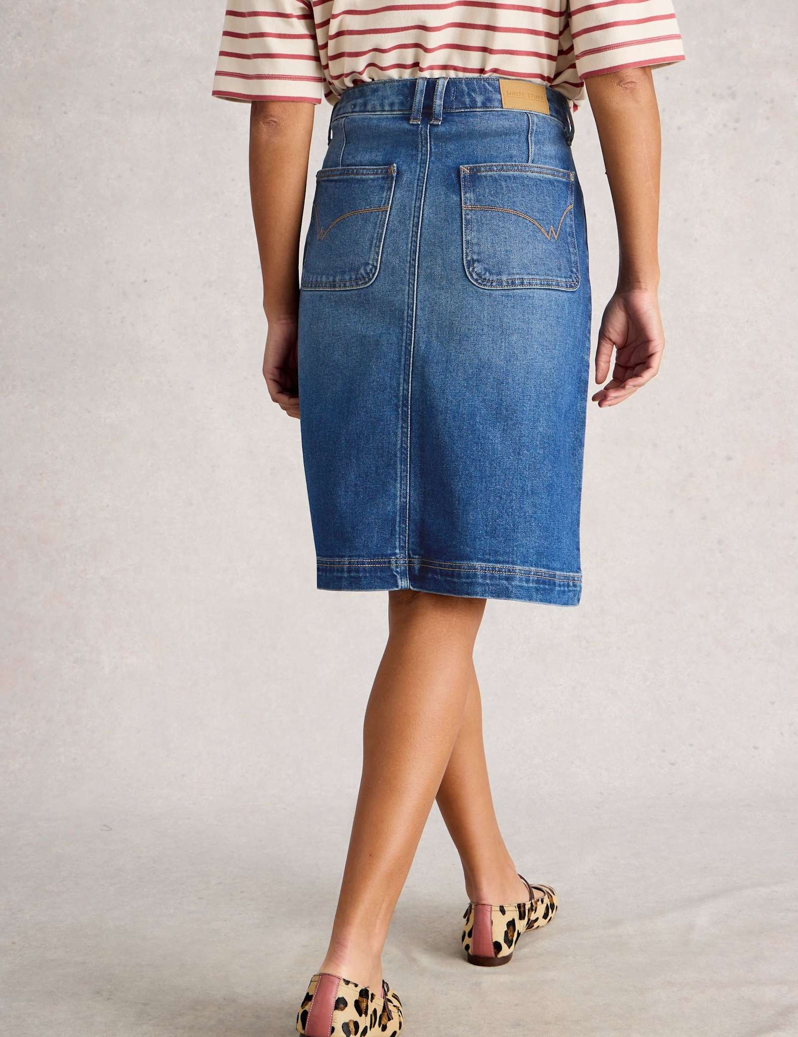 Cotton Rich Denim Knee Length Skirt - image 5