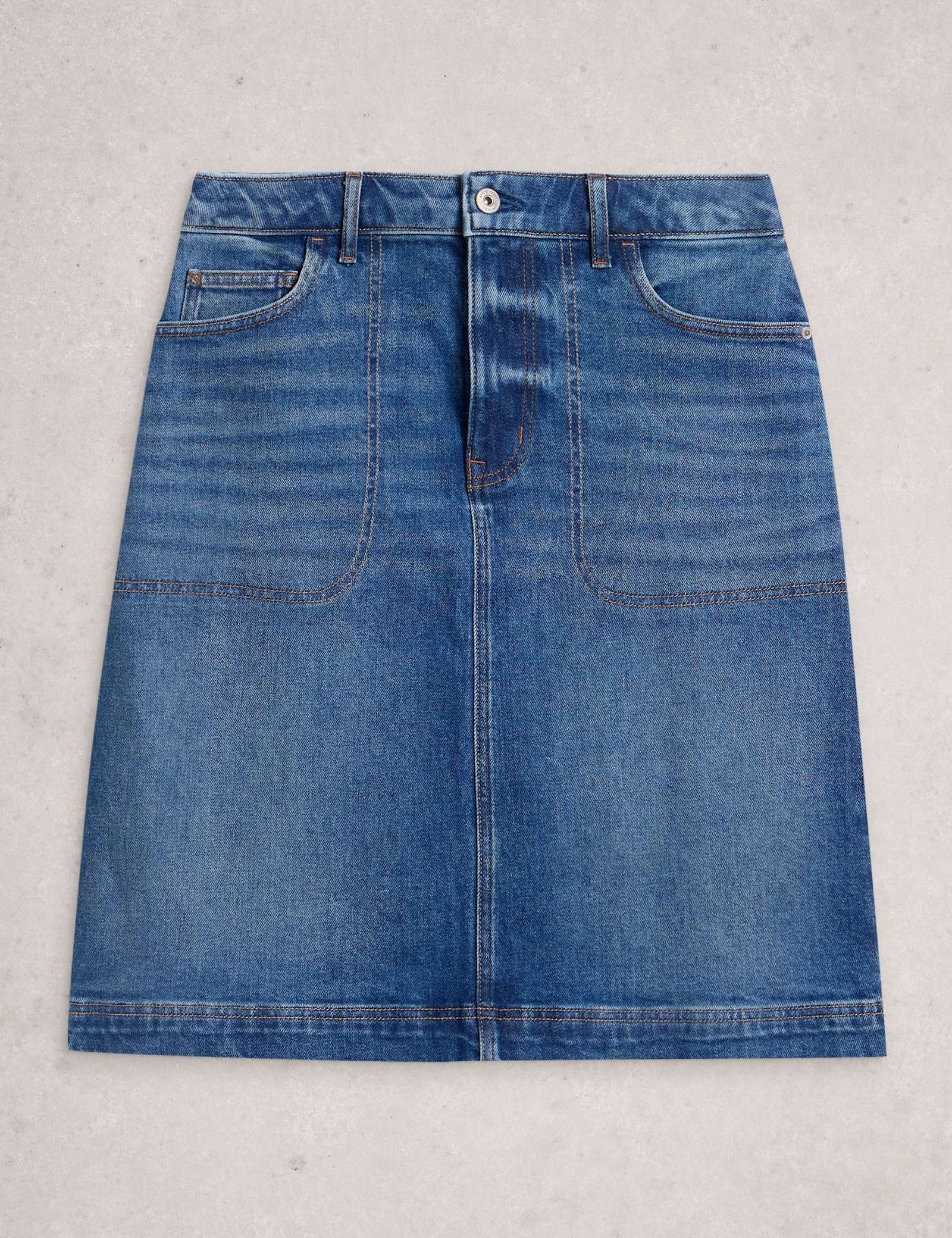 Cotton Rich Denim Knee Length Skirt - image 1