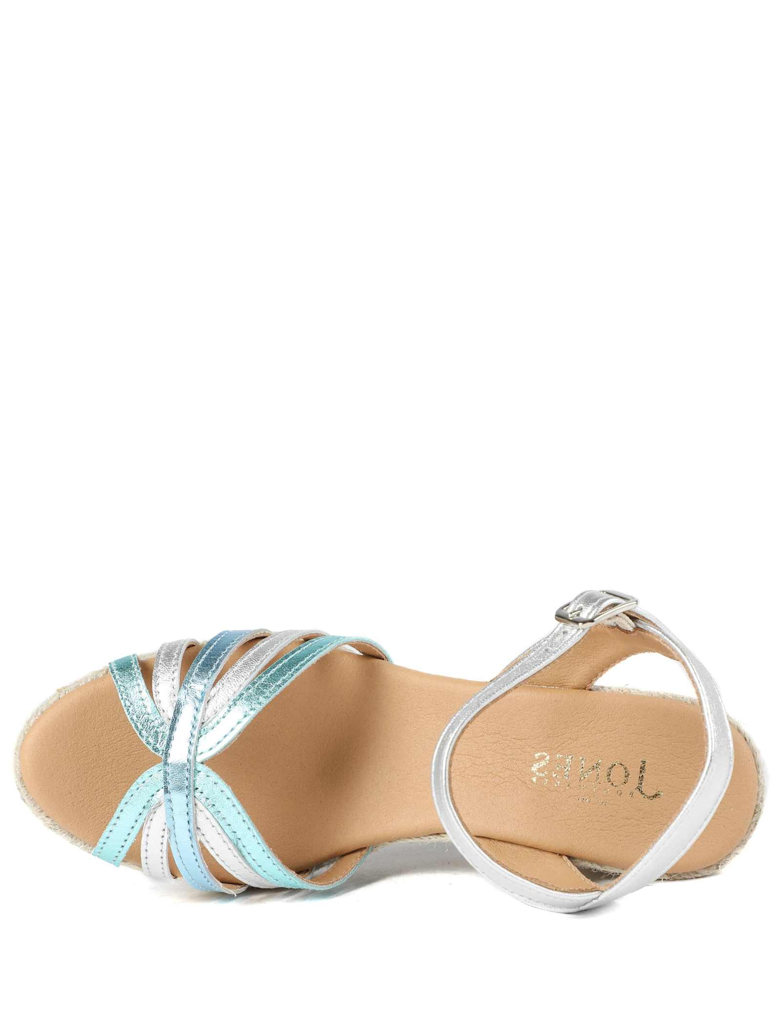 Leather Metallic Strappy Wedge Espadrille Sandals - image 4