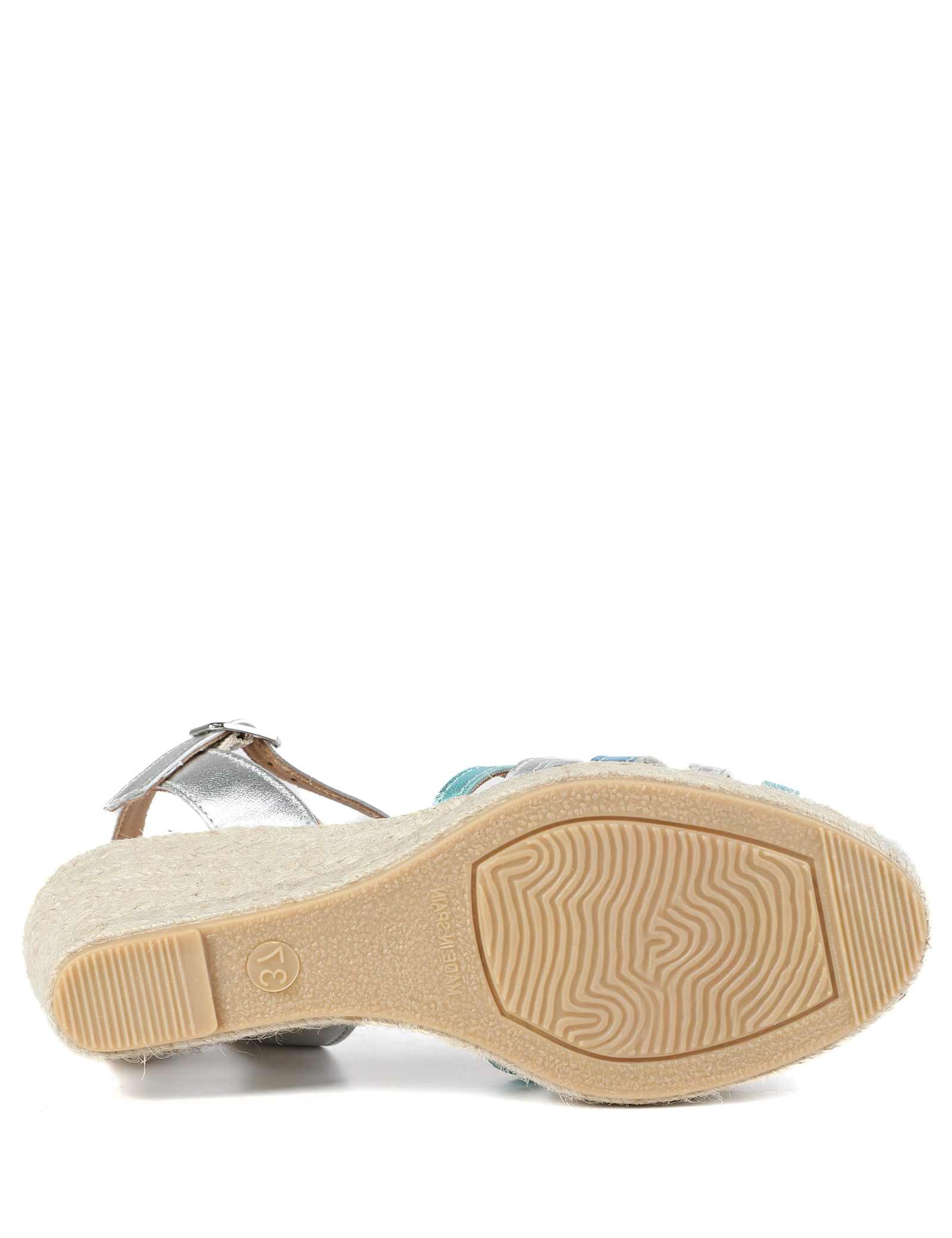 Leather Metallic Strappy Wedge Espadrille Sandals - image 2